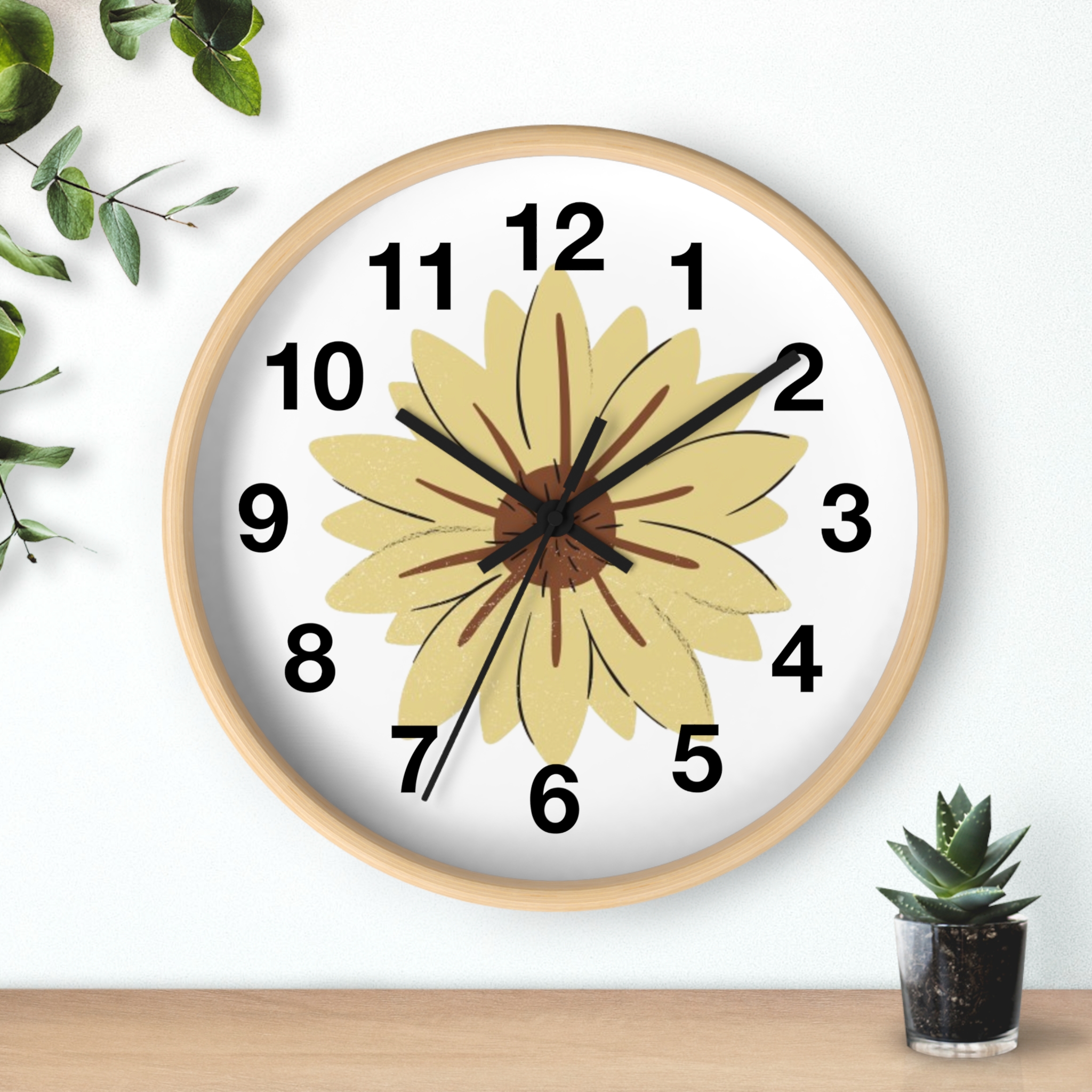 Sunflower Wall Clock — Minimal Floral Home Decor Clock - Image 15