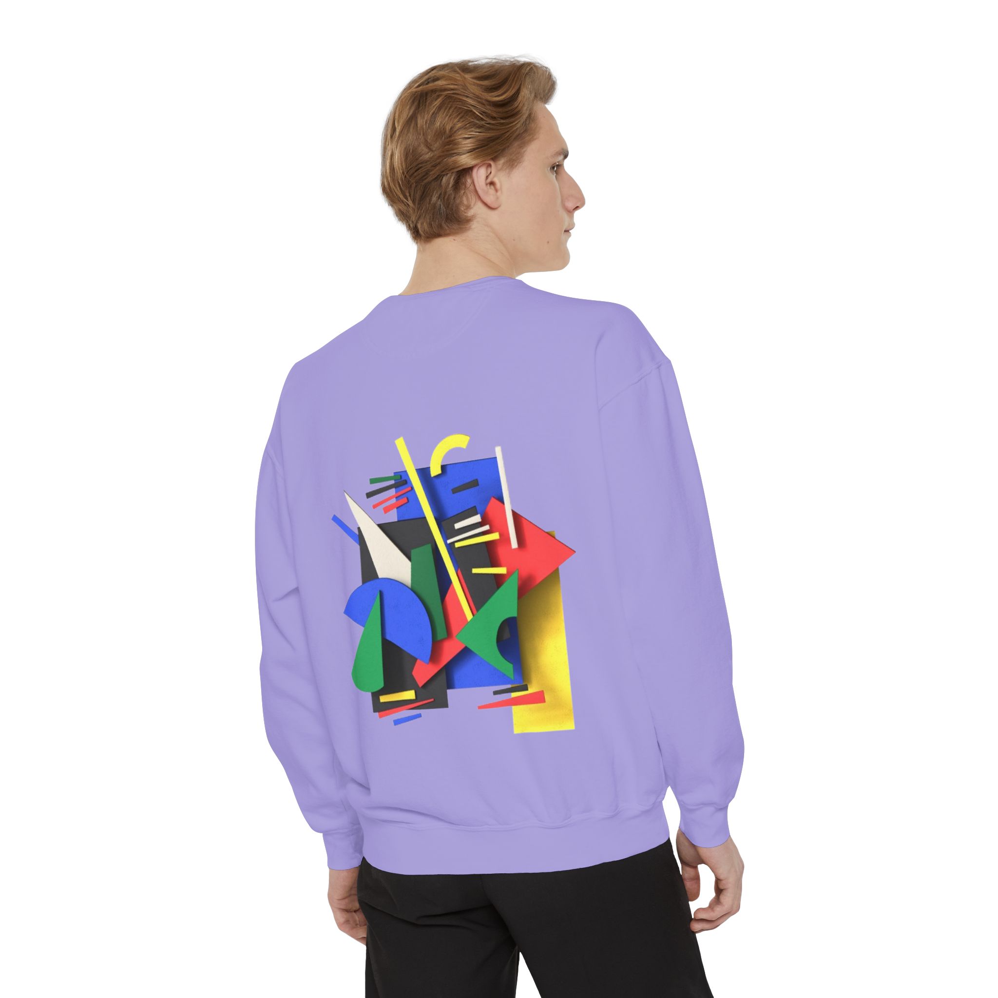 Abstract Geometric Crewneck Sweatshirt — Colorful 80s Retro Art Design - Image 82