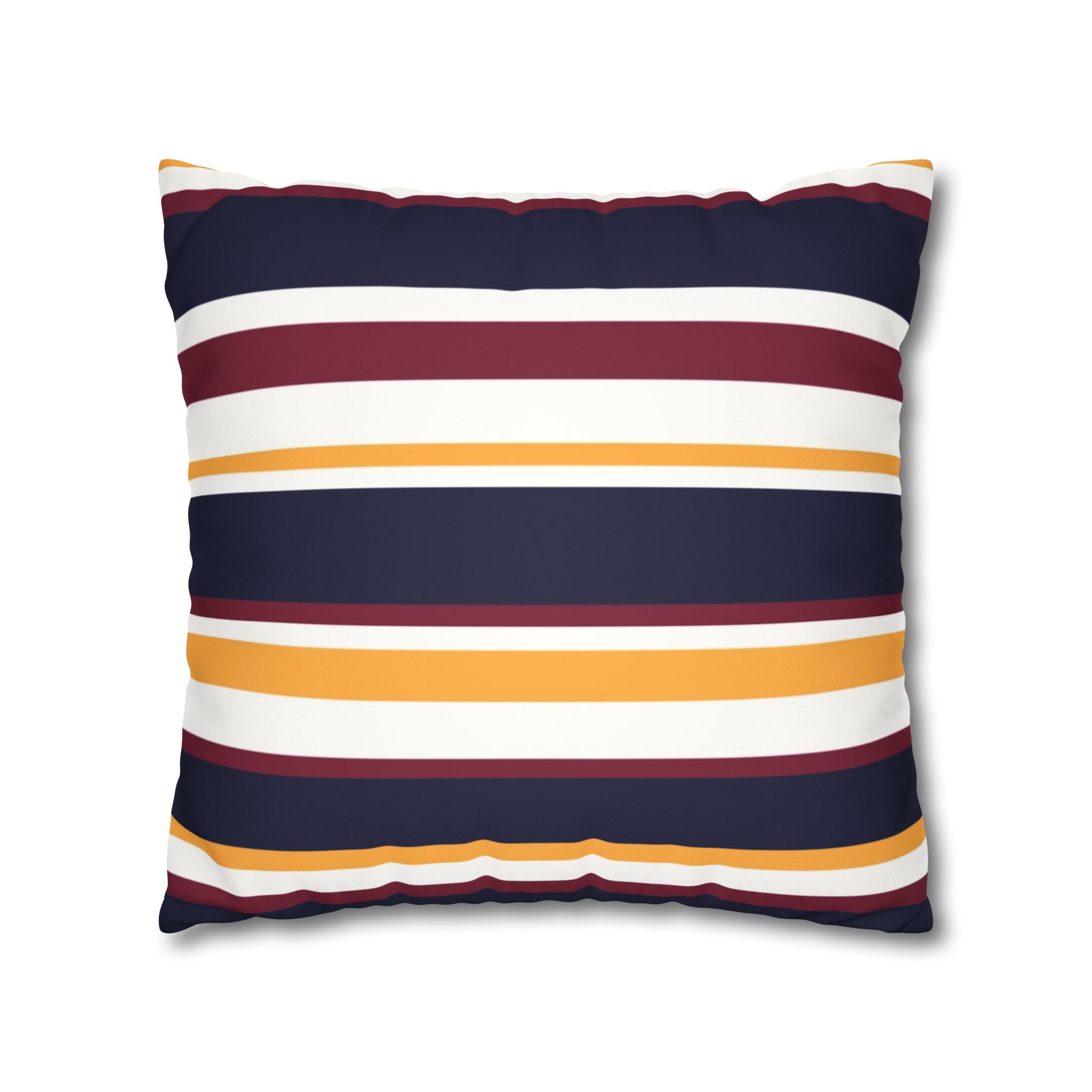 Striped Faux Suede Pillowcase - Navy, Maroon & Mustard Decorative Throw Pillow Cover - Image 11