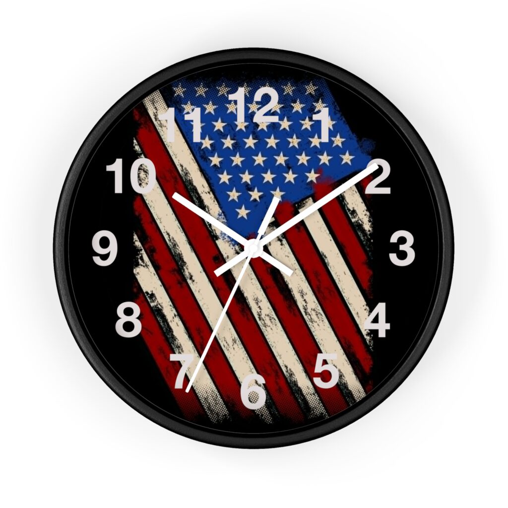 Patriotic Distressed American Flag Wall Clock – Vintage USA Home Decor