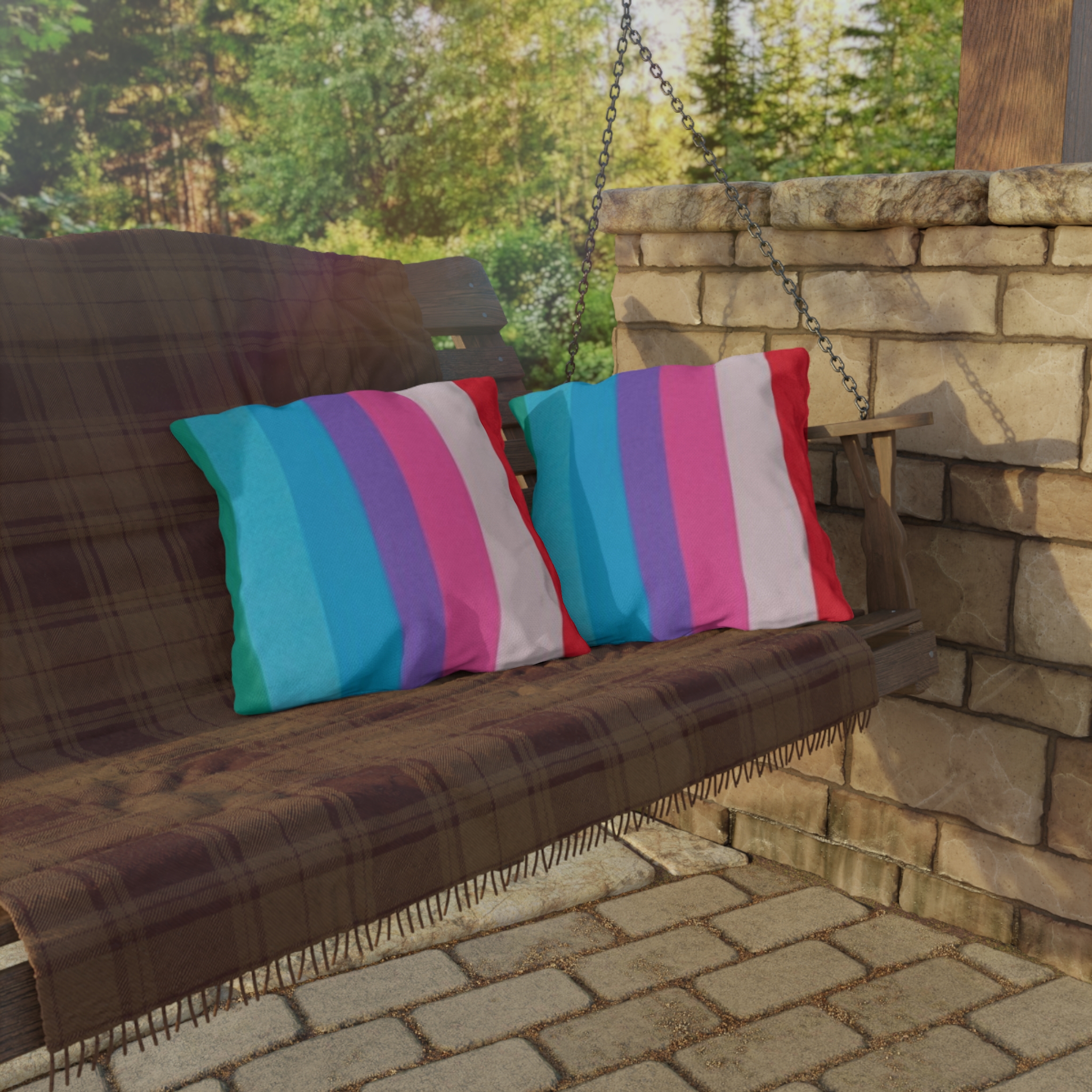 Outdoor Pillow – Colorful Rainbow Striped LGBTQ+ Pride Cushion - Image 16