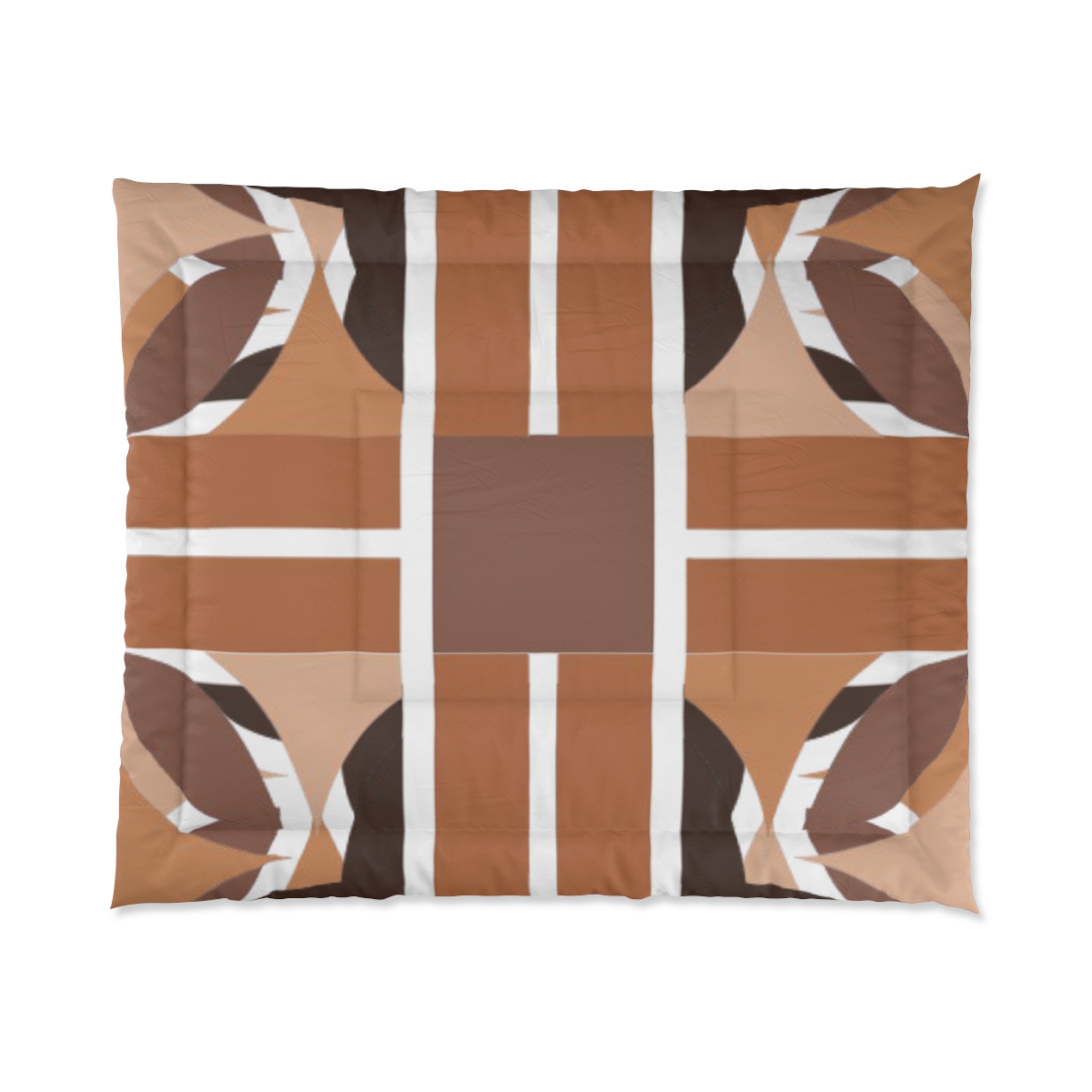 Mid-Century Modern Geometric Brown Comforter - Image 2