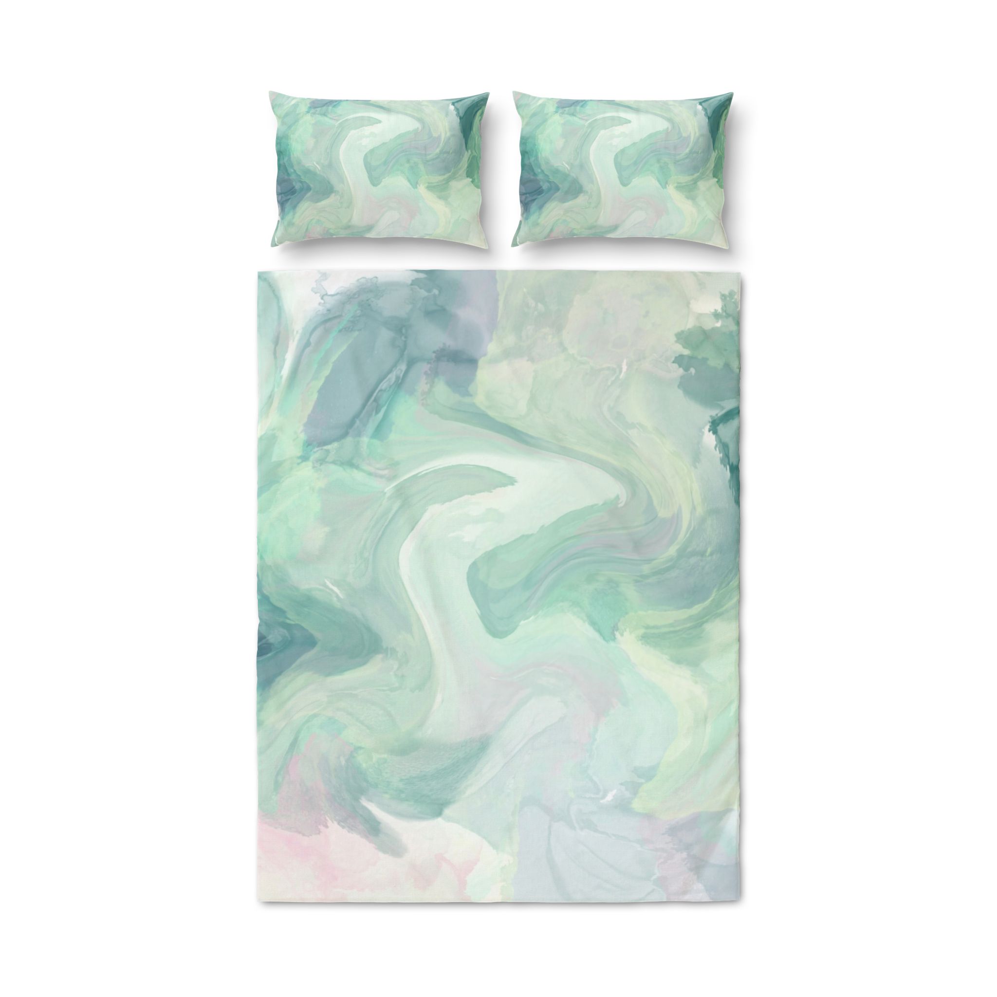 Quilt Cover Set – Pastel Mint Abstract Marble Bedding - Image 2