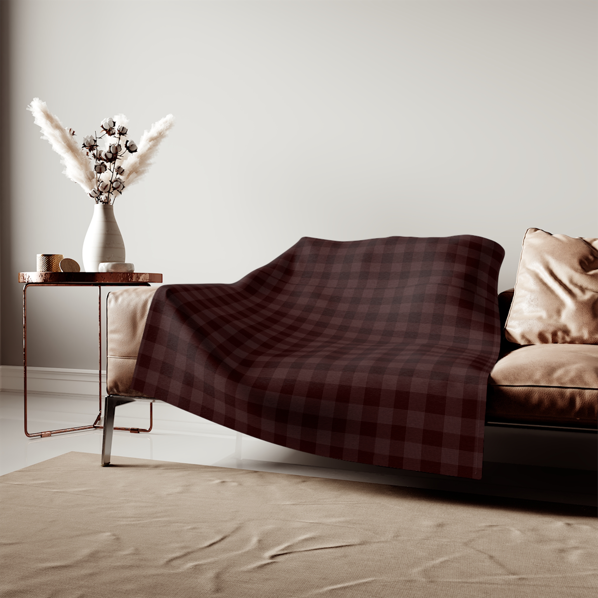 Burgundy Buffalo Plaid Cozy Sweatshirt Blanket