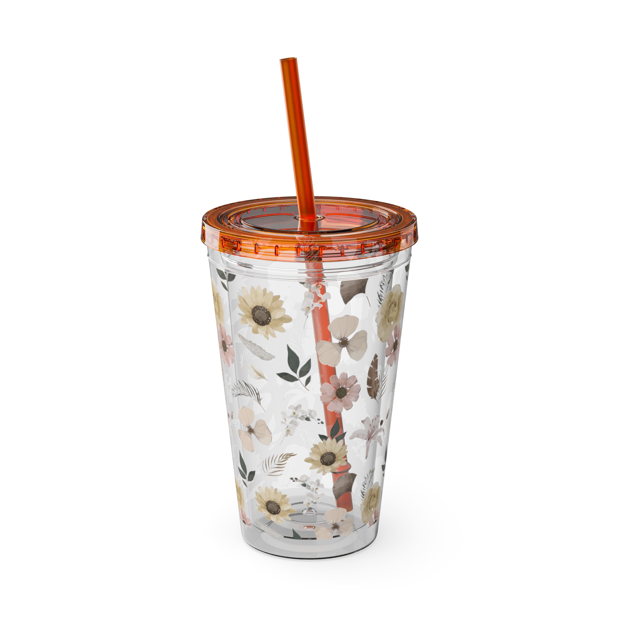 Neutral Watercolor Sunflower Floral Tumbler 16oz - Image 10