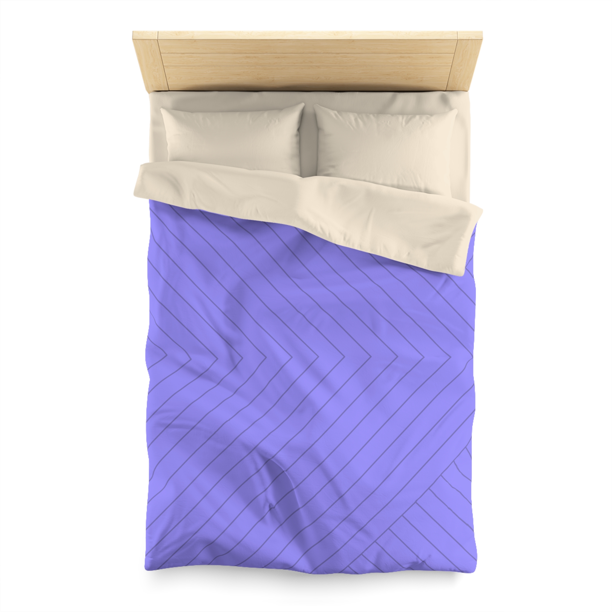 Lavender Geometric Duvet Cover — Modern Chevron Striped Microfiber - Image 3