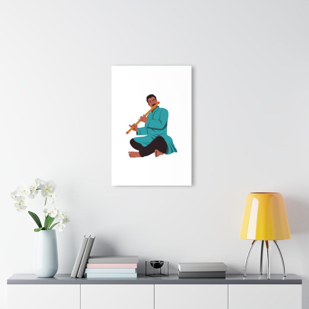 Acrylic Print — Seated Flute Player Illustration (French Cleat Hanging)