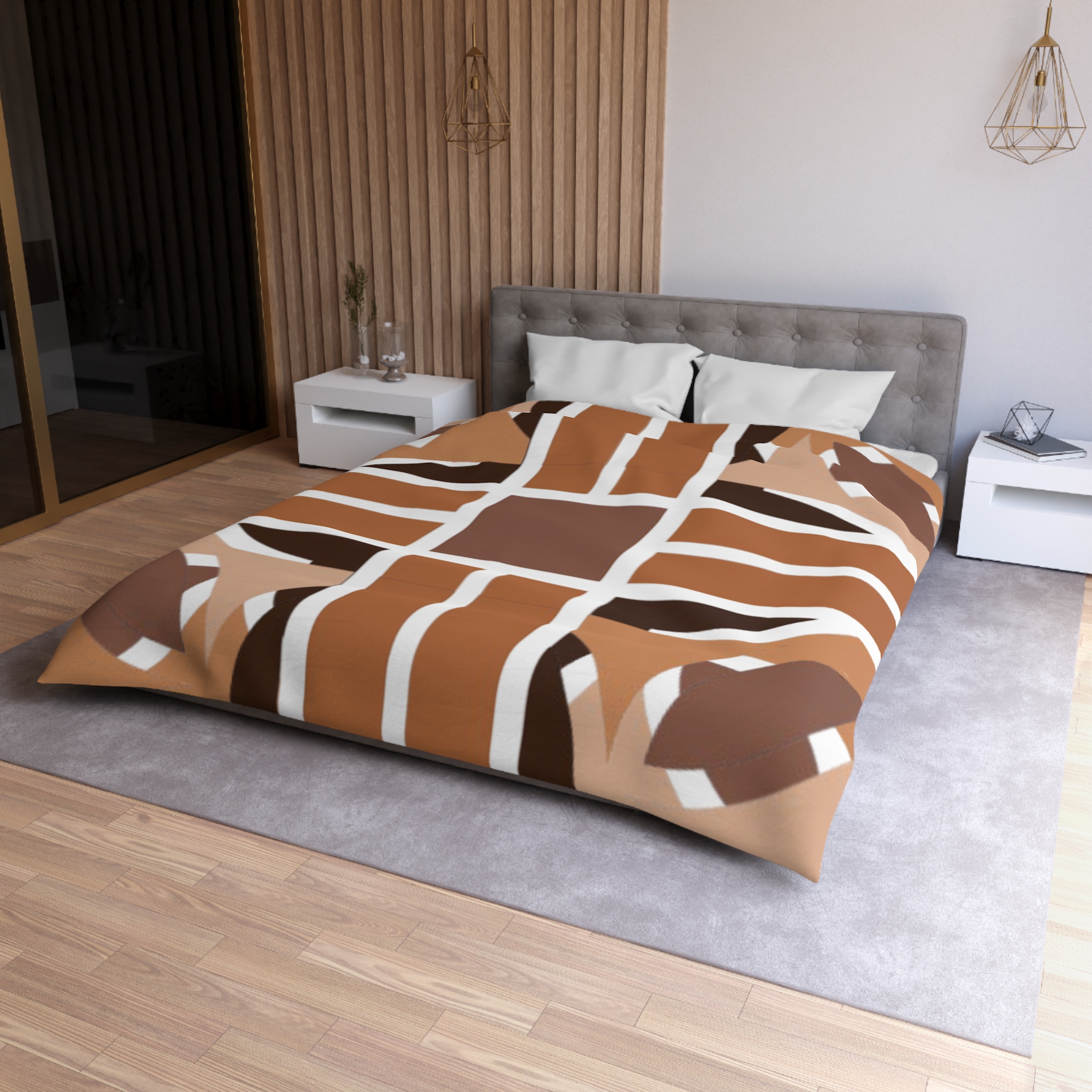 Geometric Brown Abstract Microfiber Duvet Cover - Image 12
