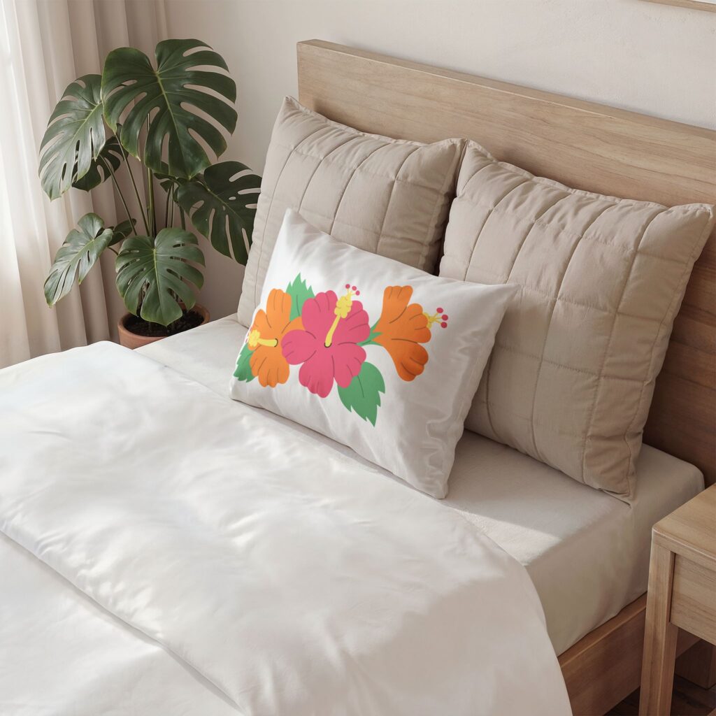 Tropical Hibiscus Floral Cotton Pillow Sham