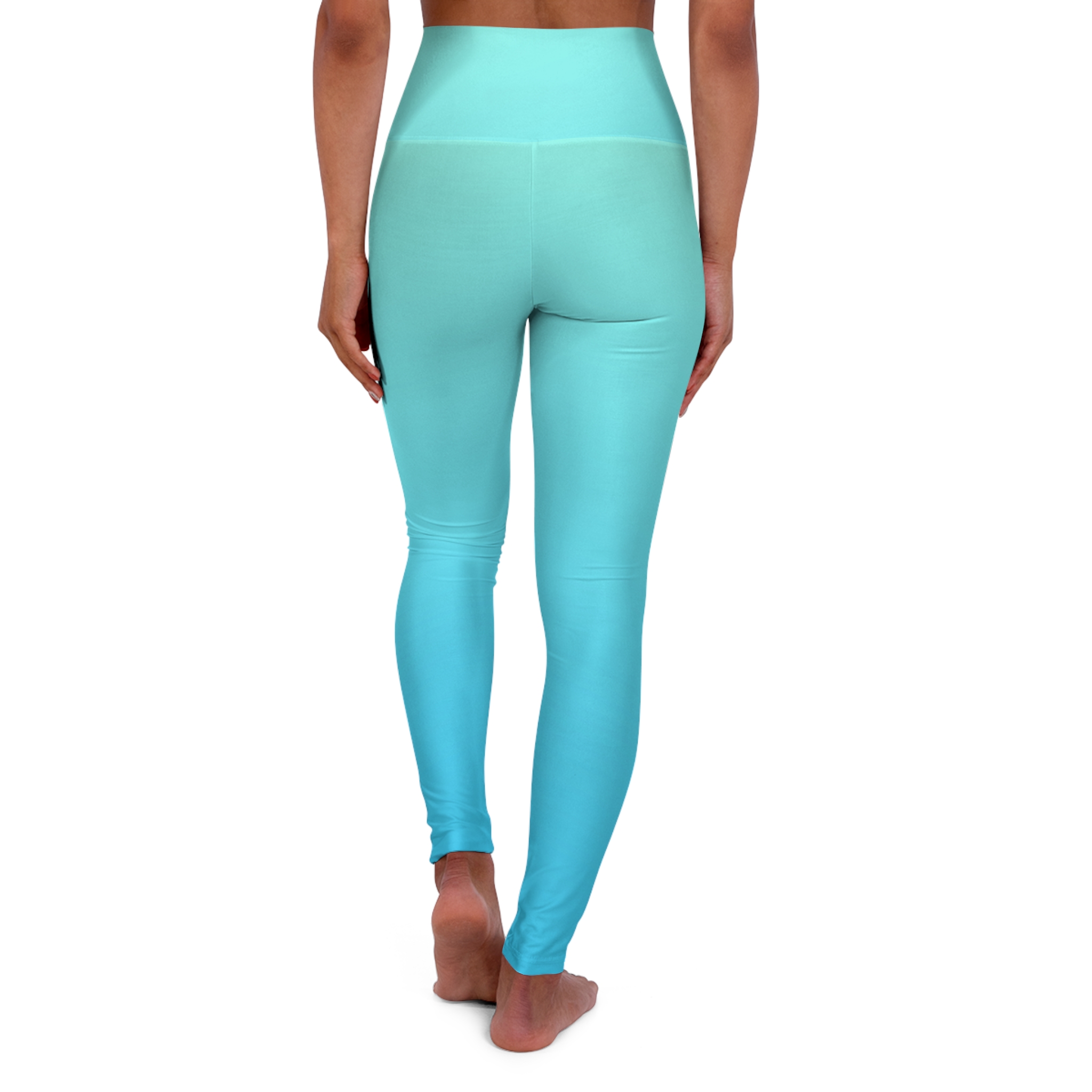 Turquoise High-Waisted Yoga Leggings - Image 3