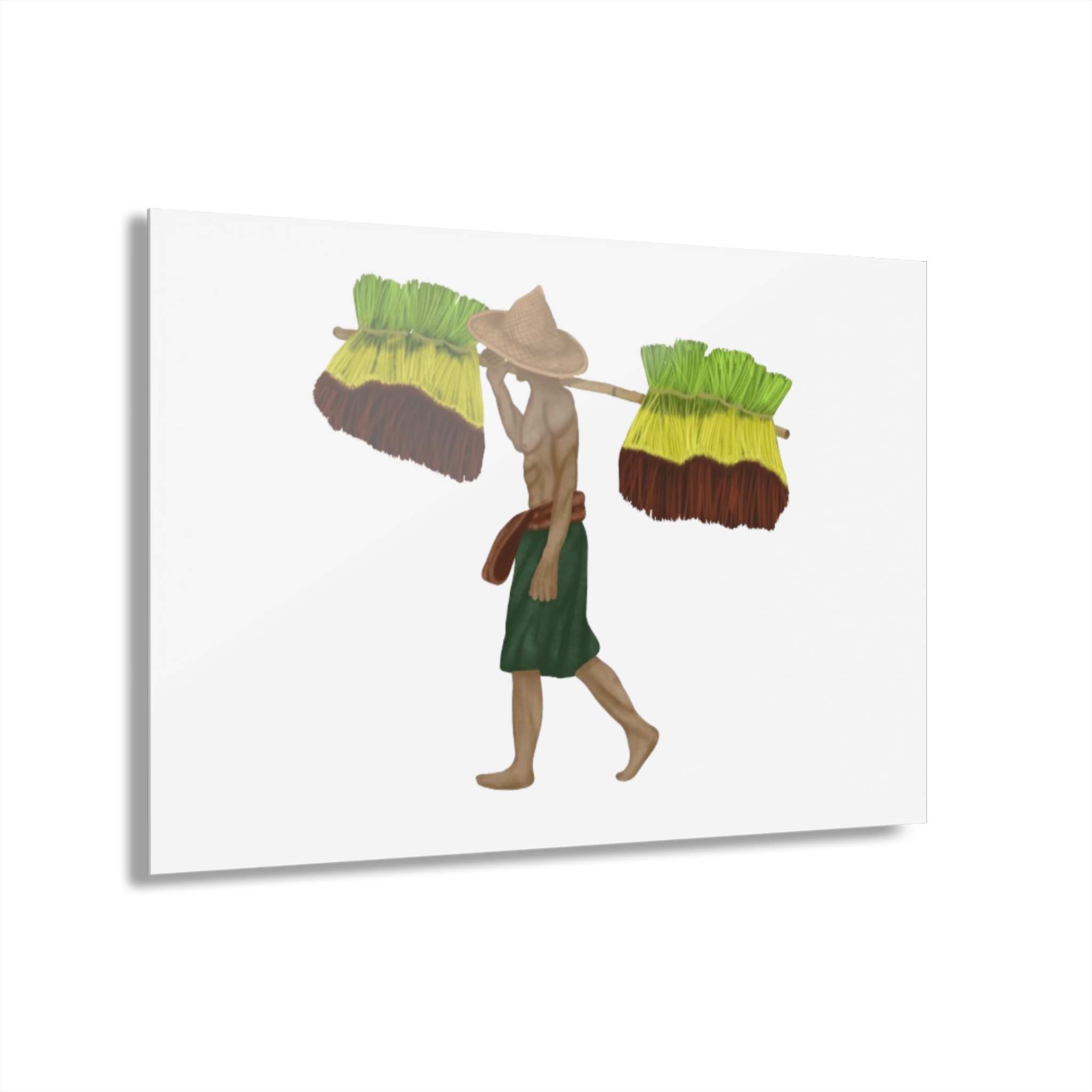 Acrylic Print – Market Vendor Carrying Brooms (French Cleat Wall Art) - Image 13