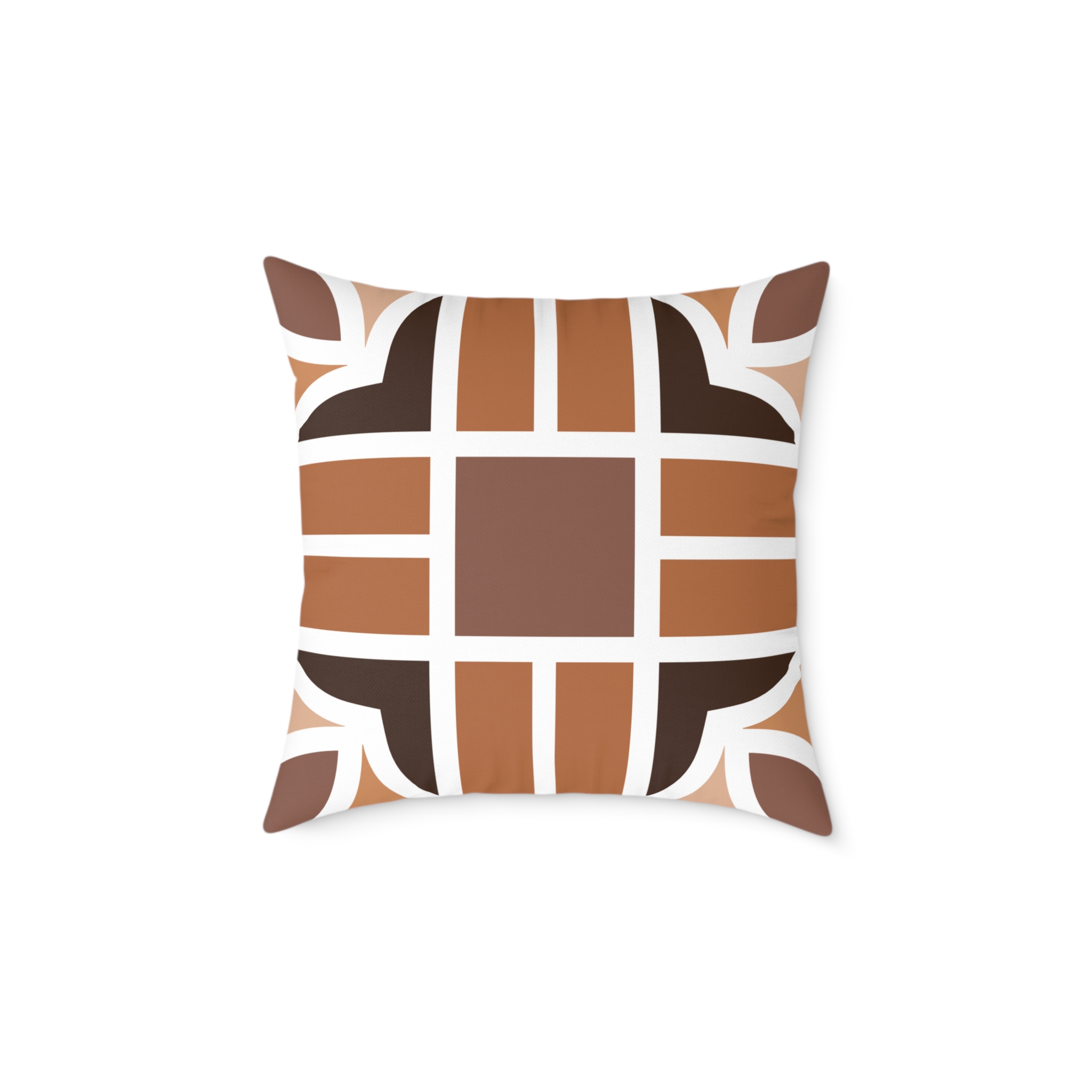 Retro Brown Geometric Square Pillow - Image 13