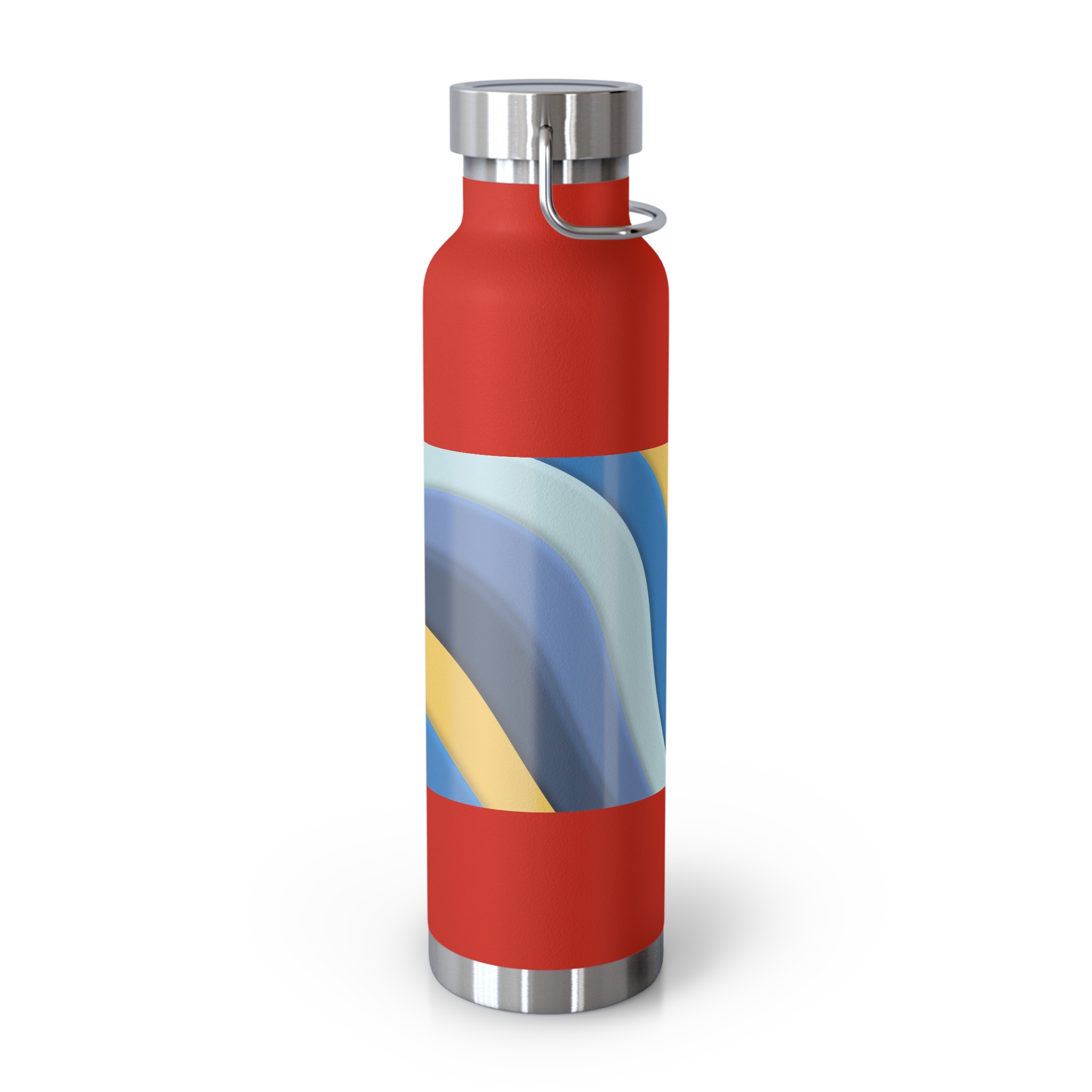 22oz Abstract Blue and Yellow Wave Vacuum Insulated Bottle - Image 8