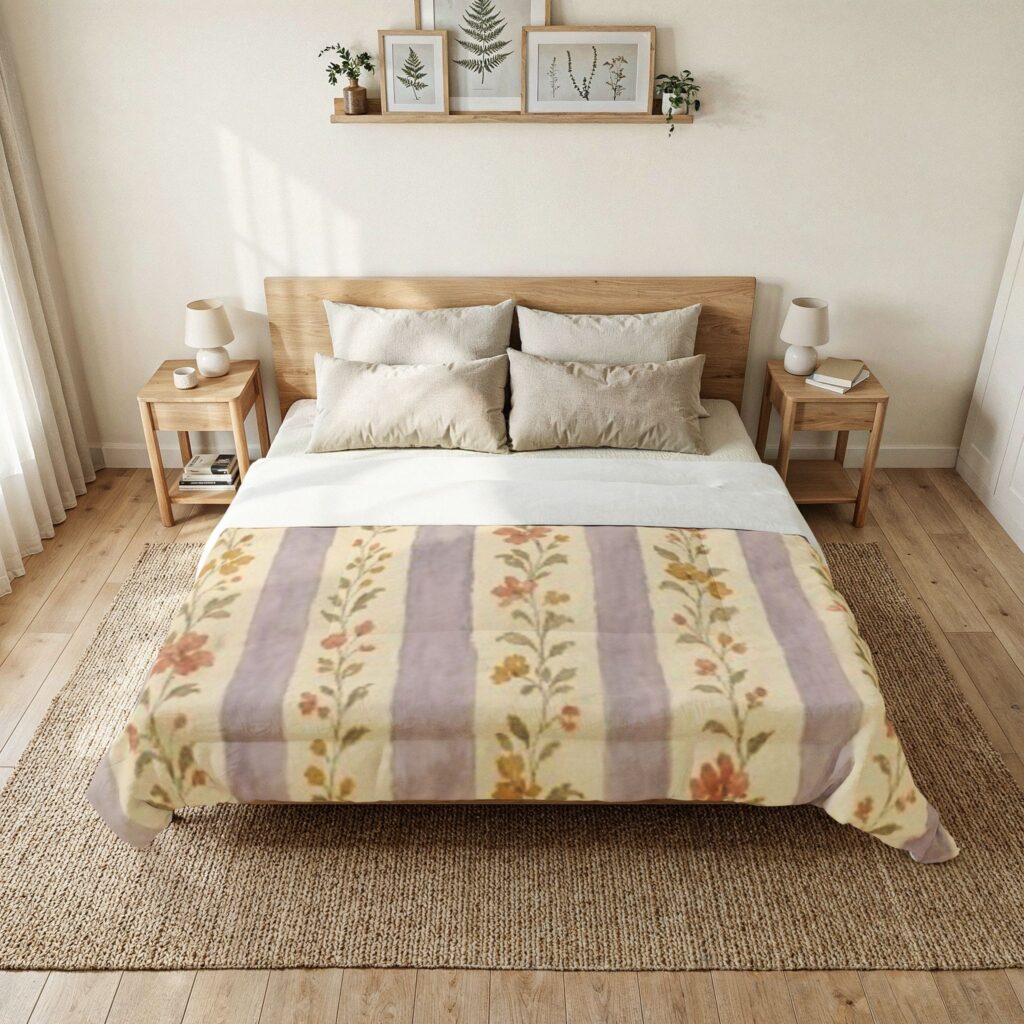 Vintage Floral Stripe Cotton Comforter