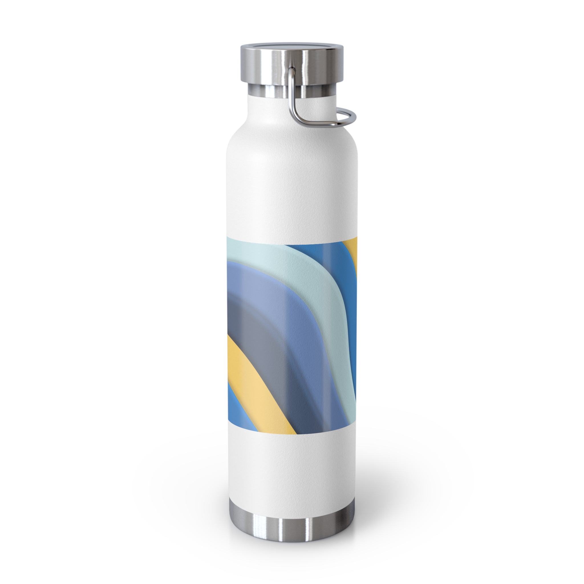 22oz Abstract Blue and Yellow Wave Vacuum Insulated Bottle - Image 3