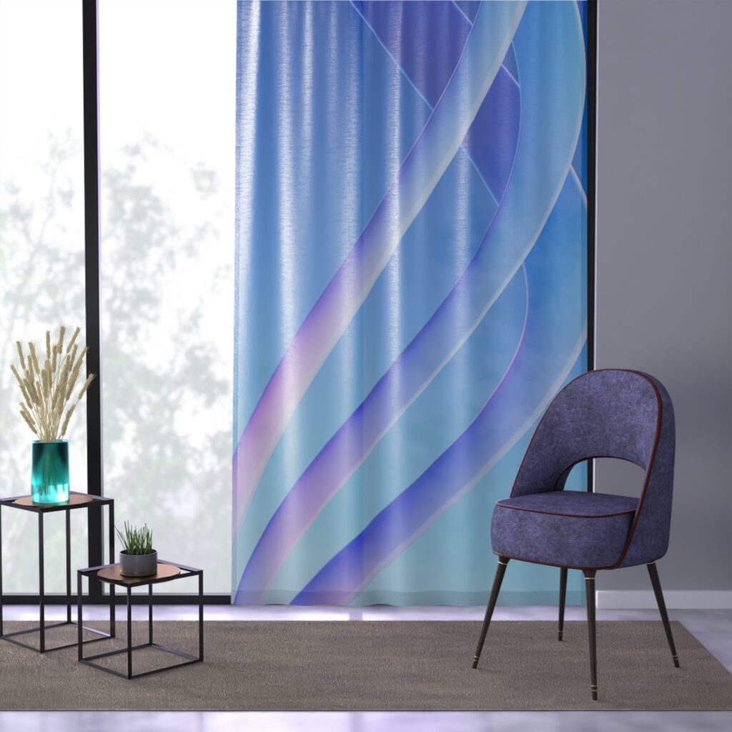 Abstract Blue Purple Wave Window Curtain