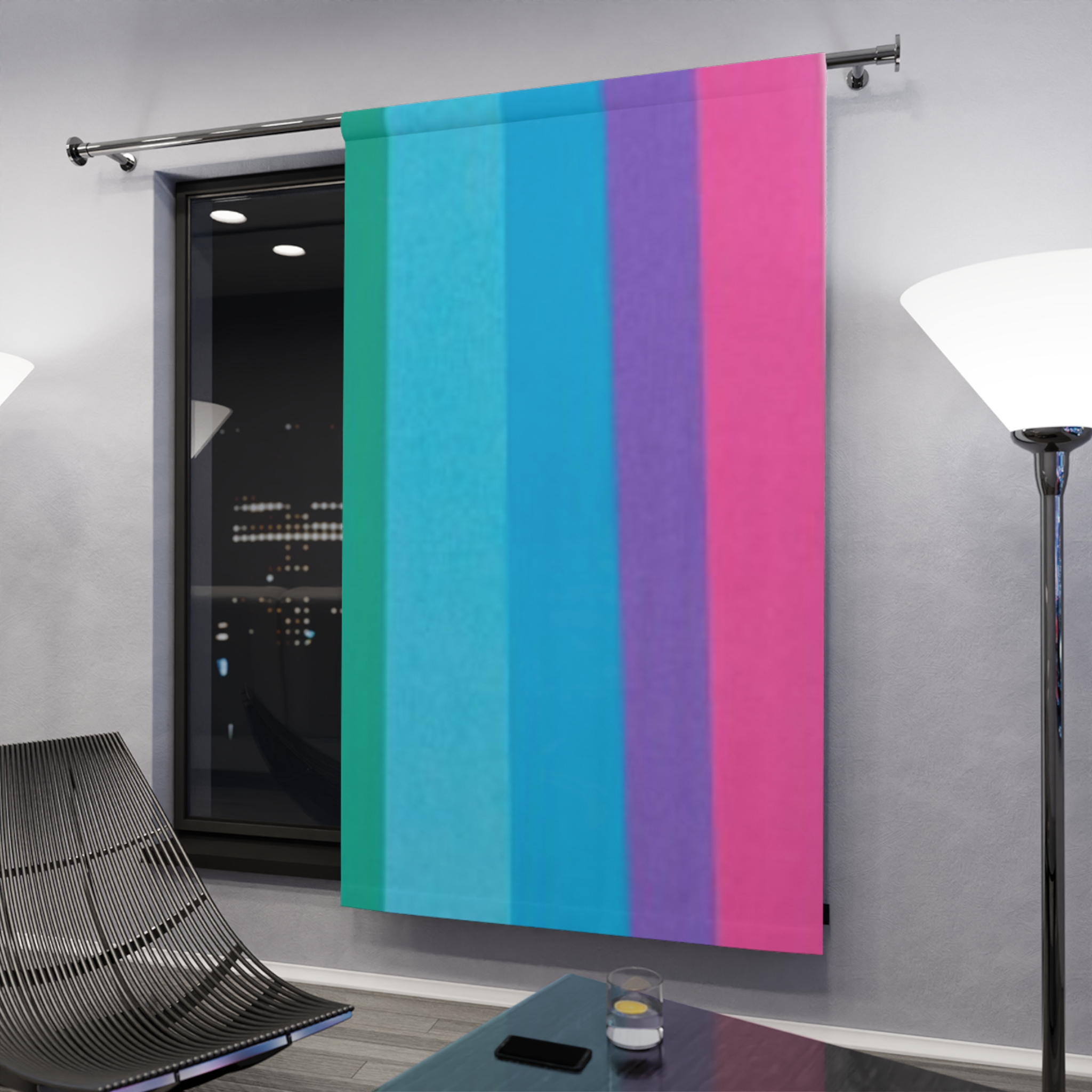 Colorful Vertical Stripes Window Curtain - Image 4