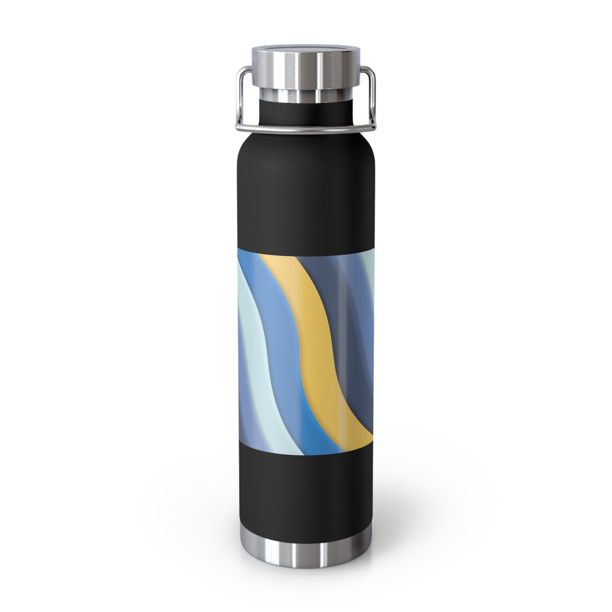 22oz Abstract Blue and Yellow Wave Vacuum Insulated Bottle - Image 16