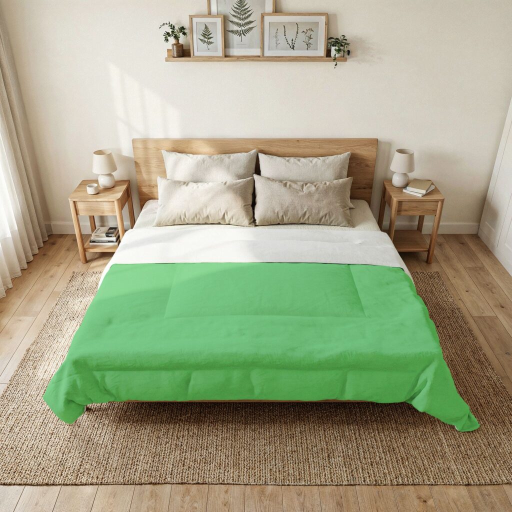 Solid Green Cotton Comforter