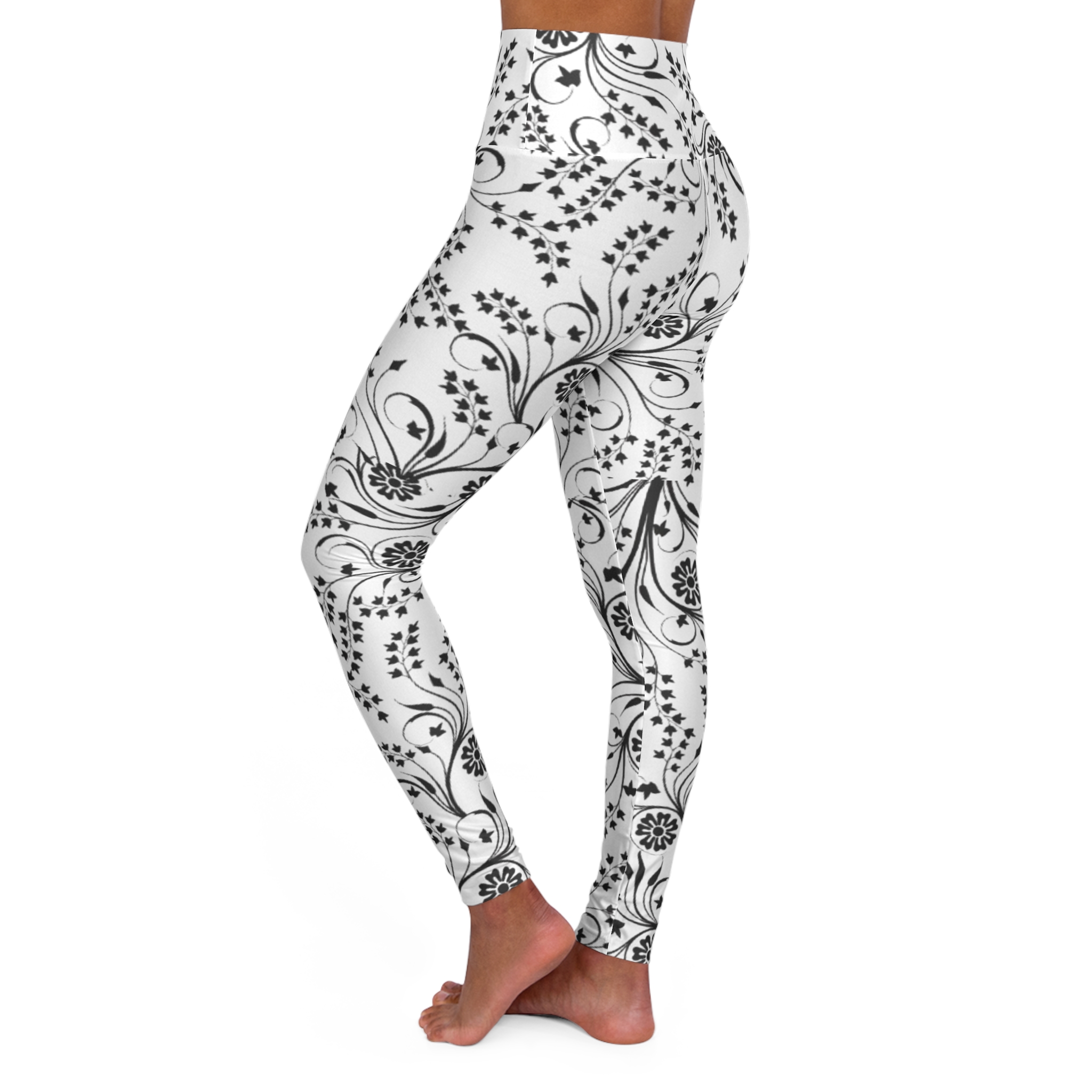Floral Vine High-Waisted Yoga Leggings