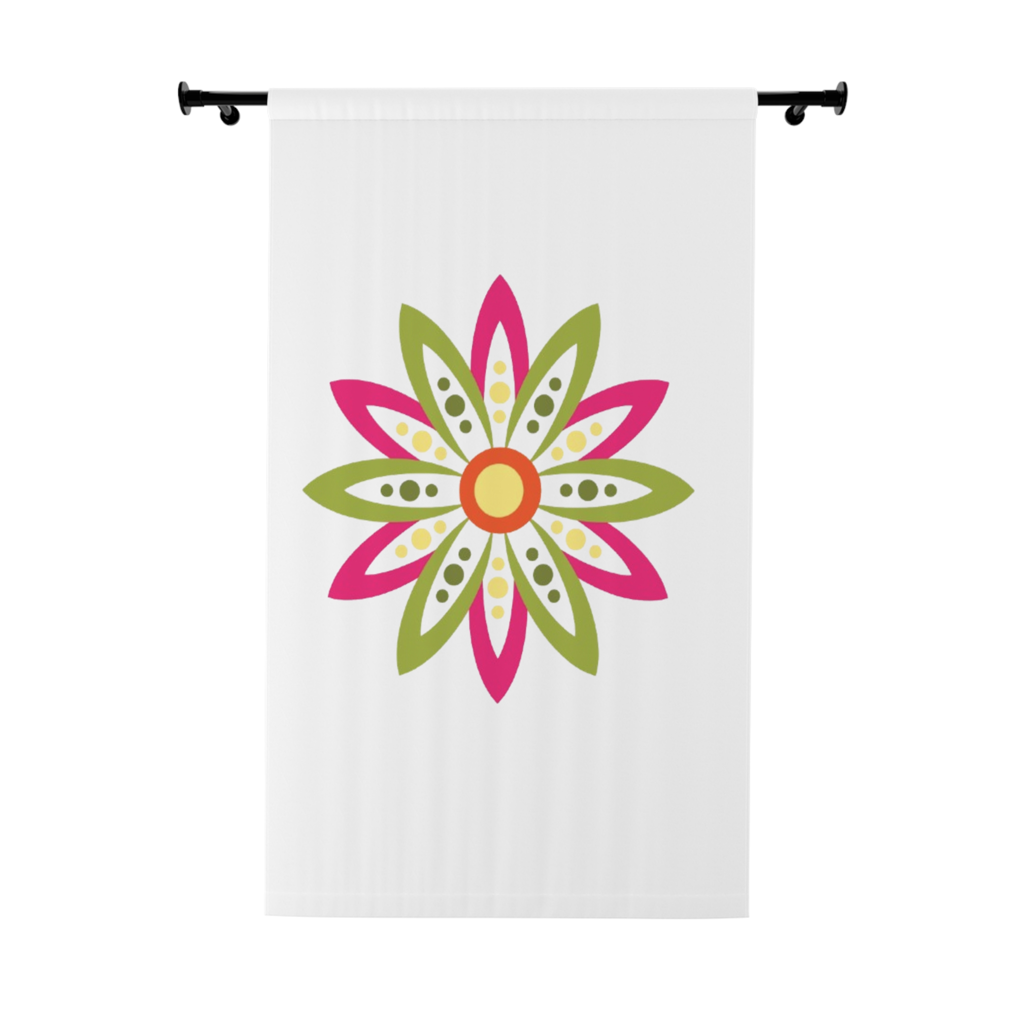 Floral Medallion Window Curtain — Pink & Green Decorative Panel - Image 2