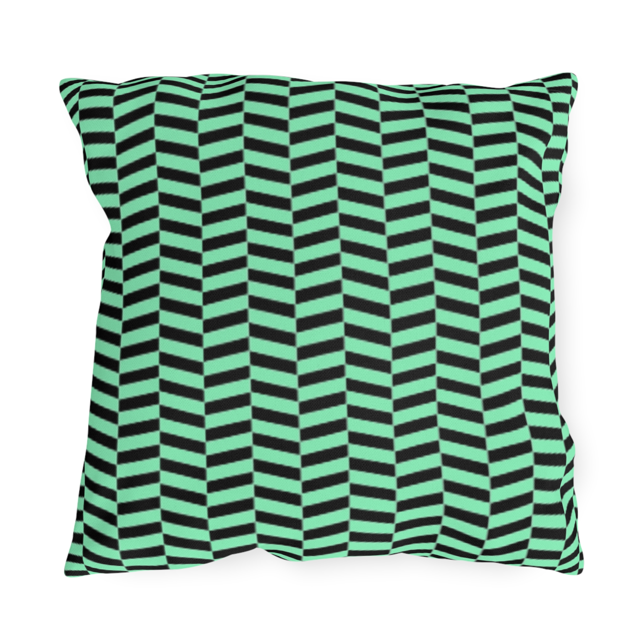 Outdoor Pillow – Mint Green and Black Geometric Wave Pattern - Image 5