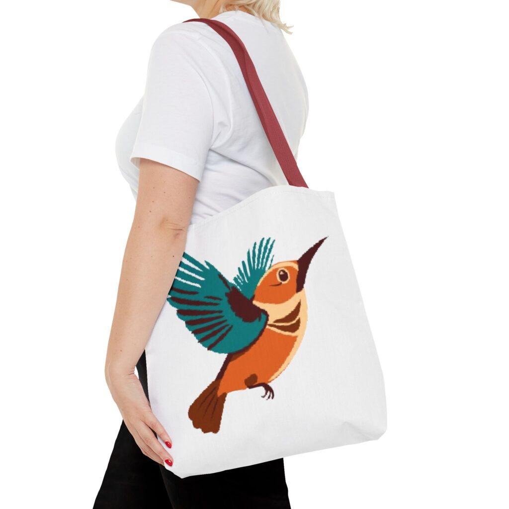 Hummingbird Art Tote Bag — Colorful Flying Bird Cotton Tote