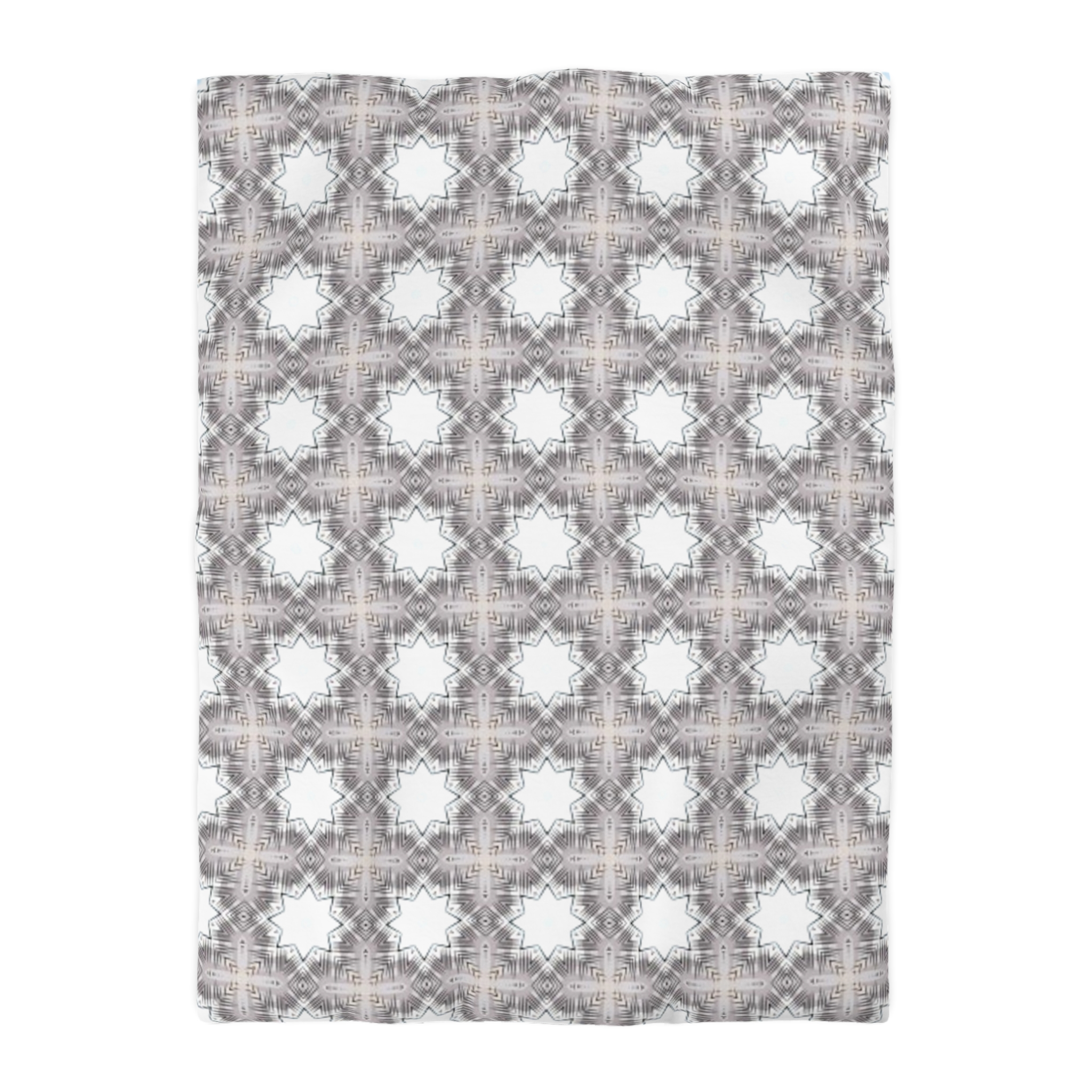 Gray Geometric Moroccan Star Microfiber Duvet Cover - Image 22
