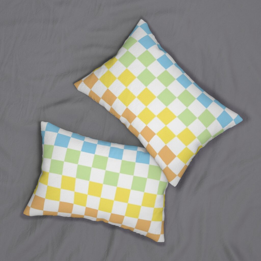 Colorful Checkered Lumbar Pillow