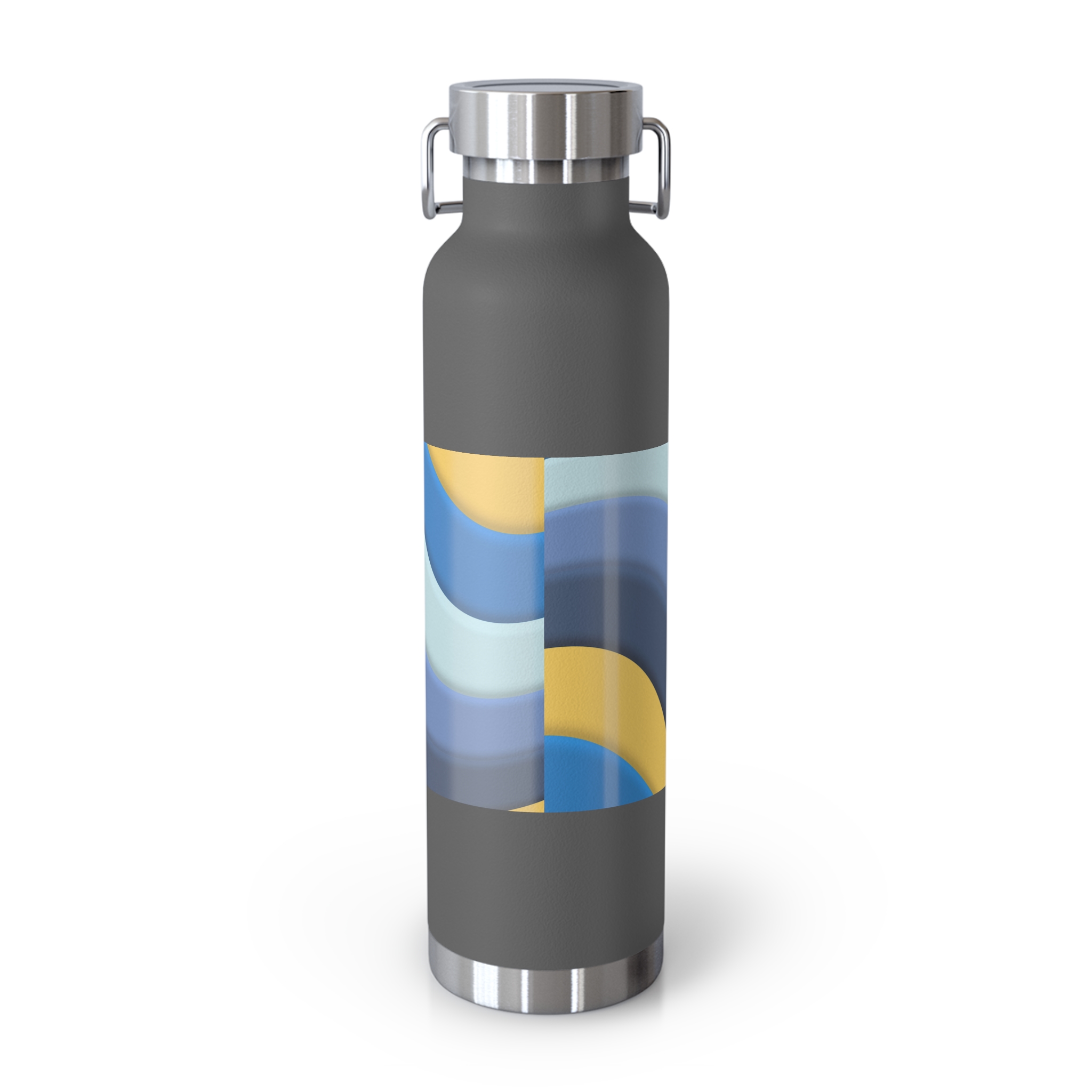 22oz Abstract Blue and Yellow Wave Vacuum Insulated Bottle - Image 15