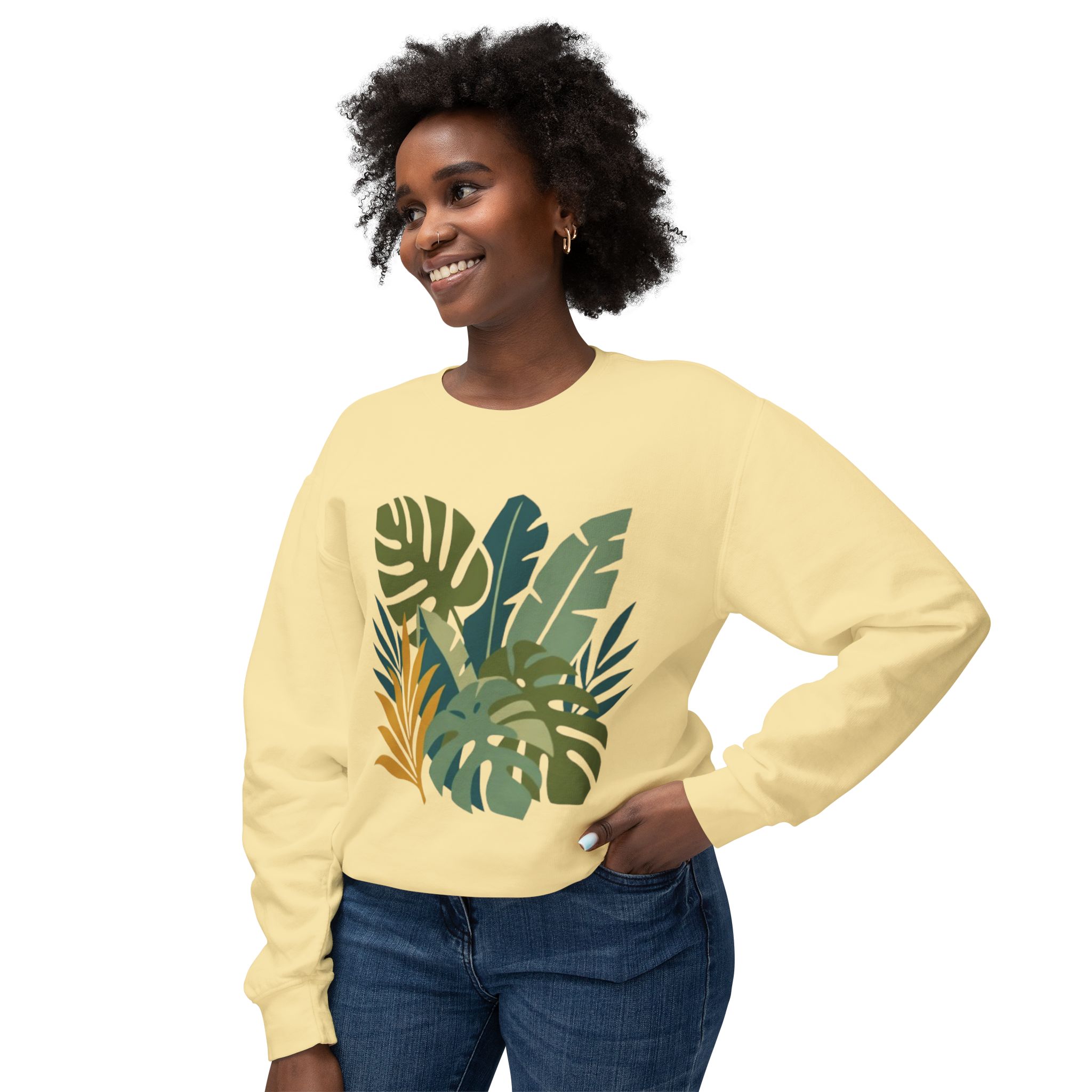 Tropical Leaf Botanical Print Sweatshirt - Image 23