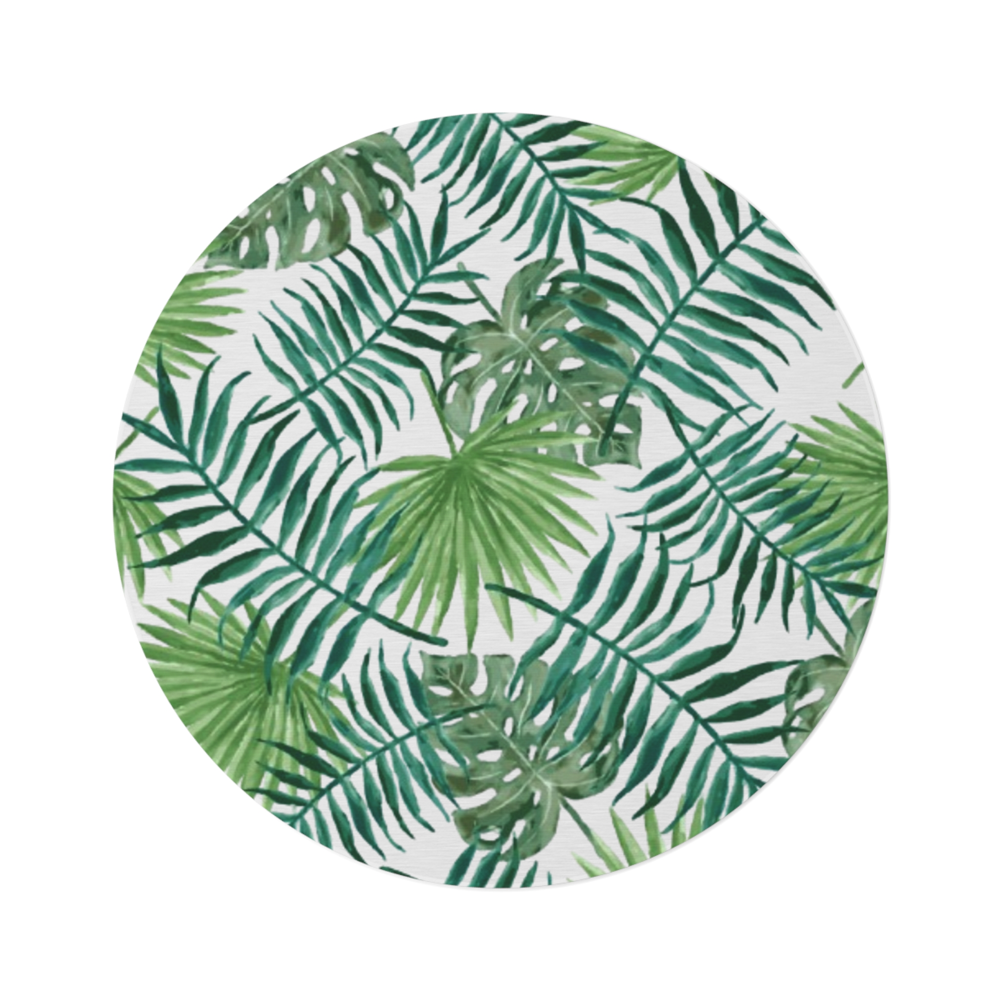 Tropical Palm Round Rug – Green Leaf Boho Area Mat - Image 2