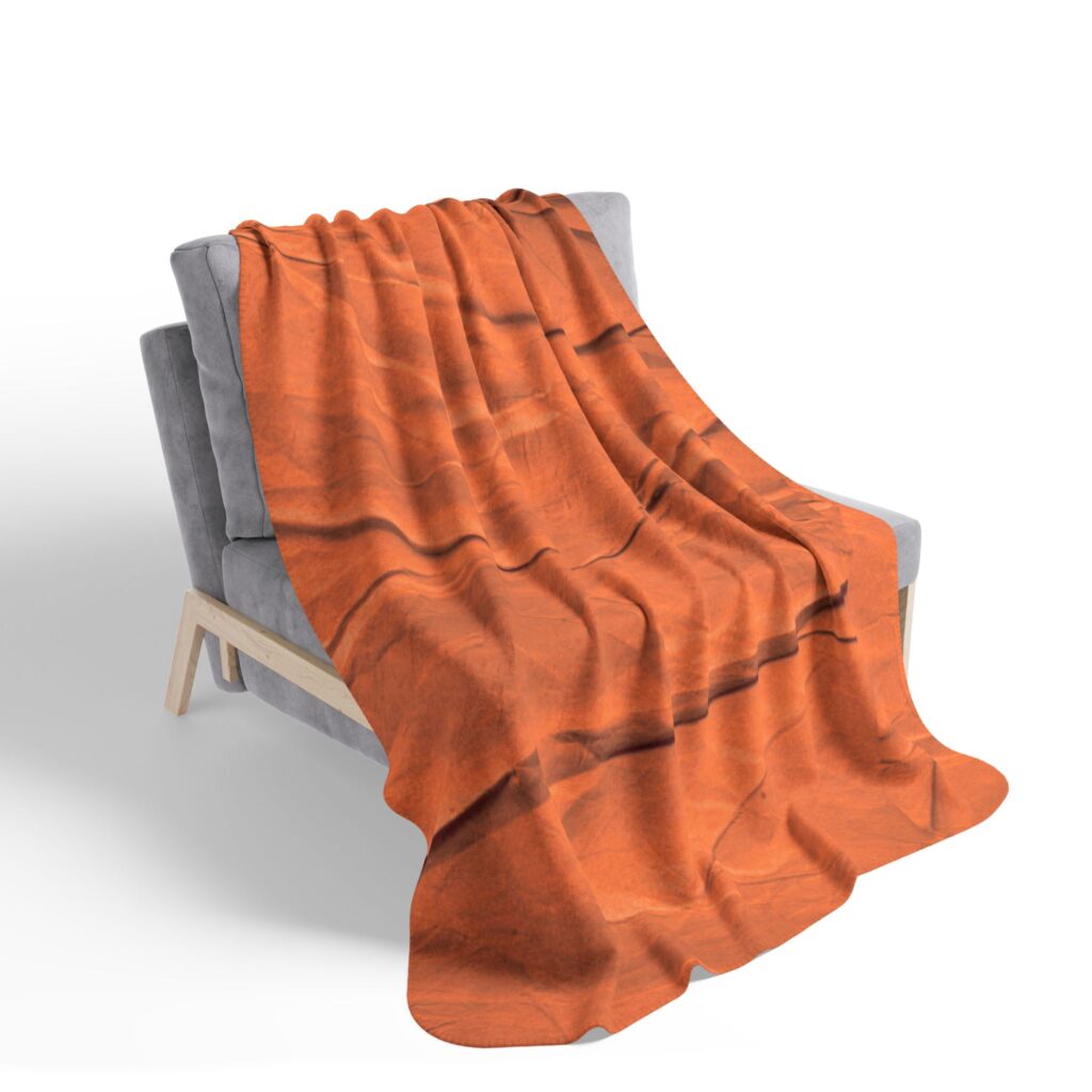 Burnt Orange Crinkle Texture Fleece Sherpa Blanket