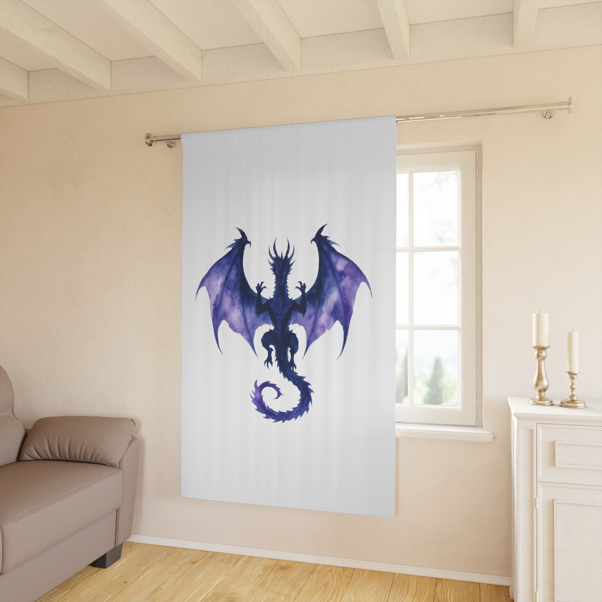 Purple Dragon Fantasy Window Curtain