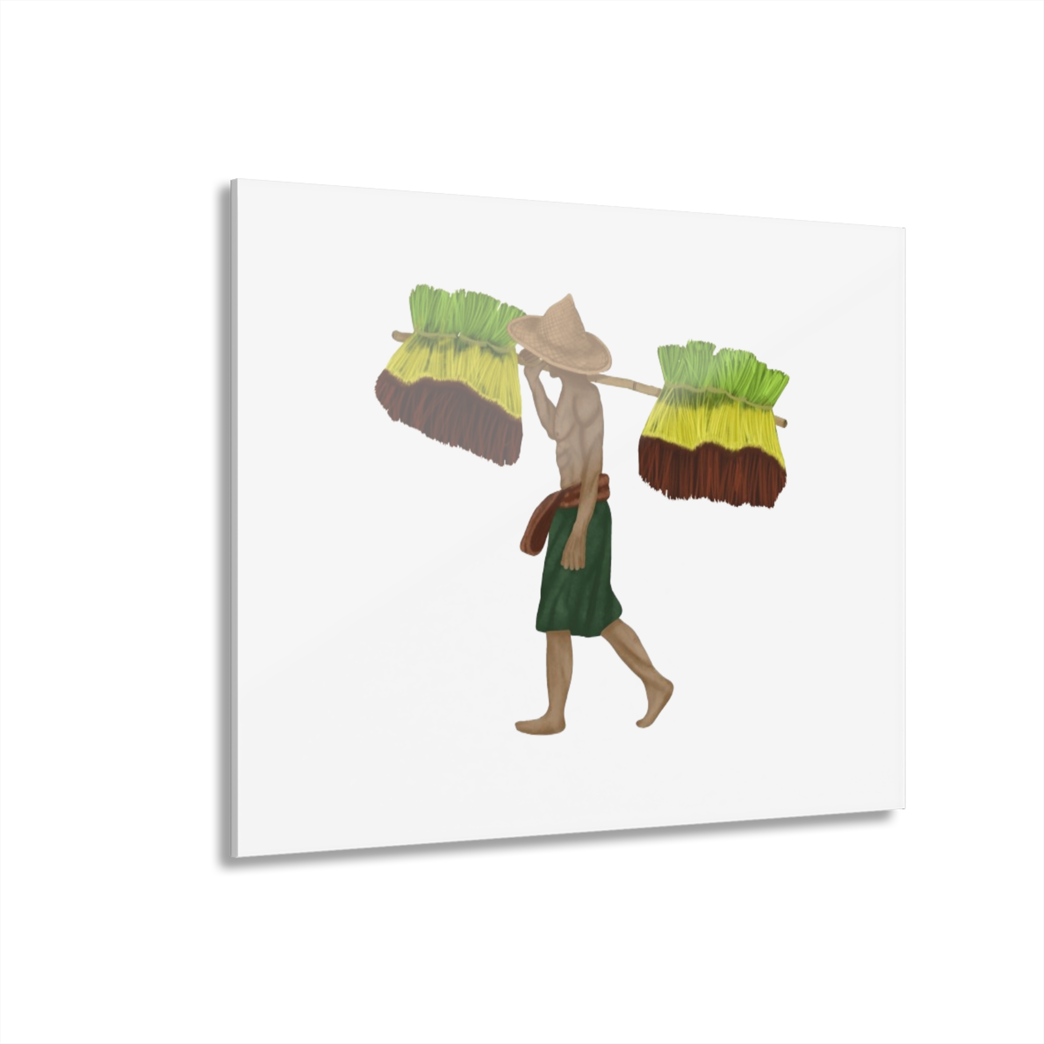 Acrylic Print – Market Vendor Carrying Brooms (French Cleat Wall Art) - Image 5