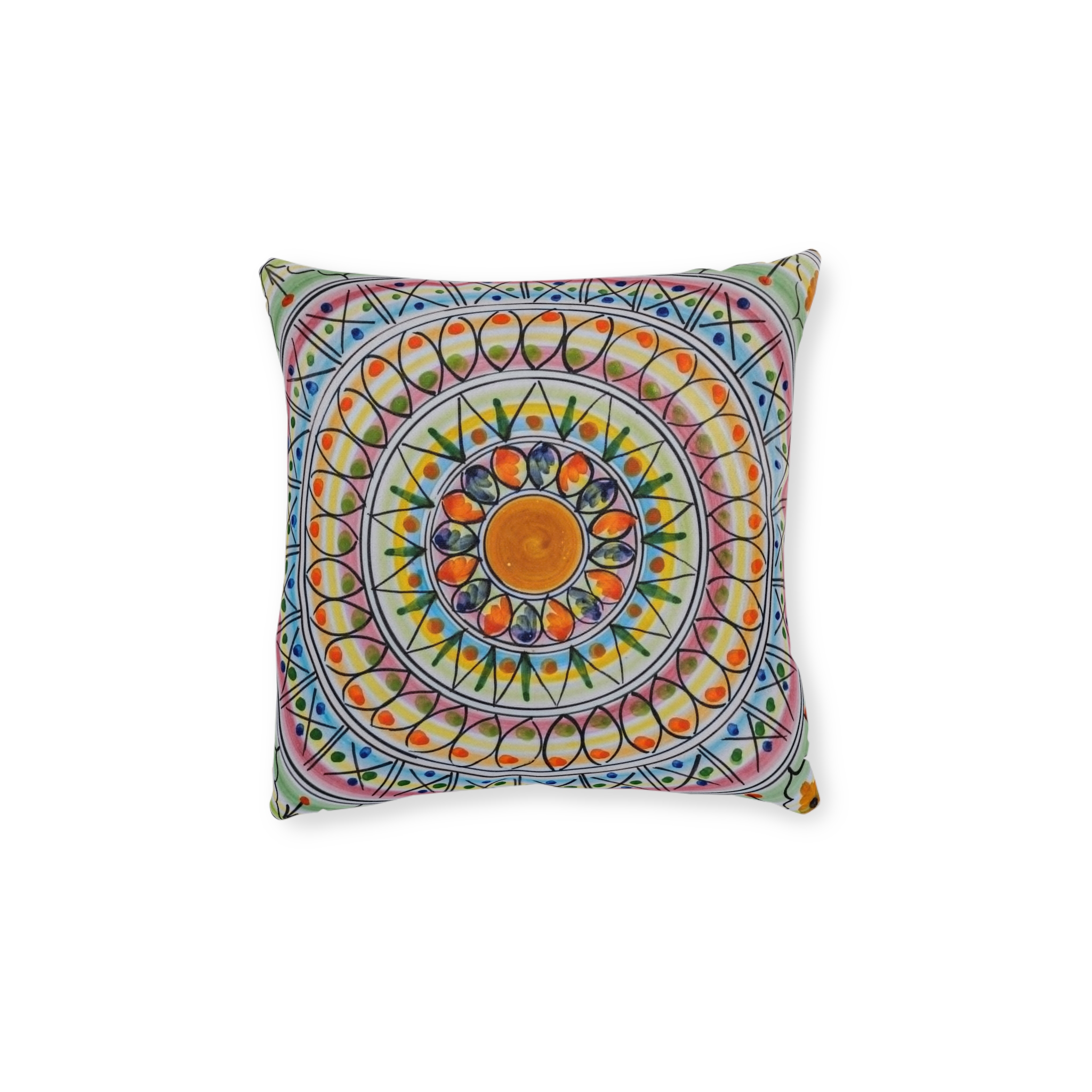 Bohemian Mandala Square Pillow — Colorful Geometric Decorative Cushion - Image 6