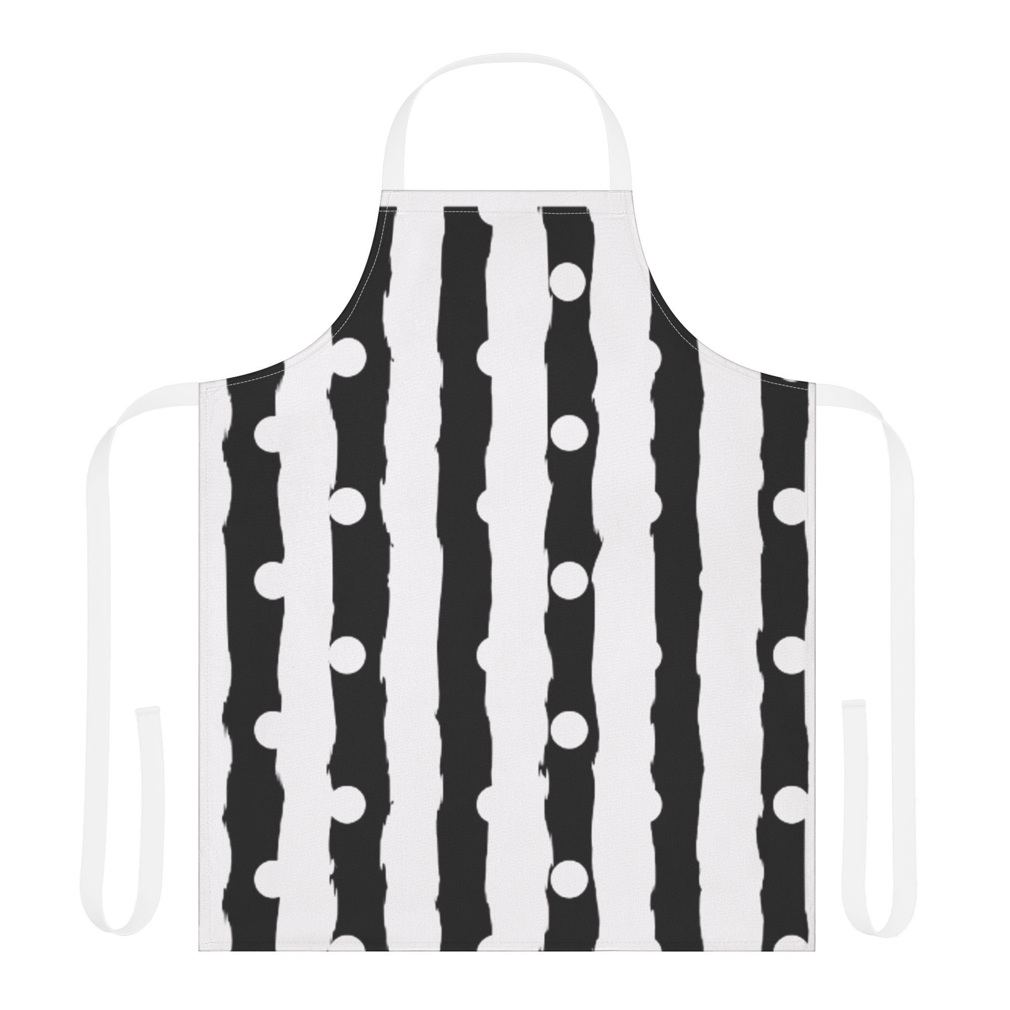 Monochrome Striped Dot Apron — Modern Black & White Kitchen Apron - Image 2