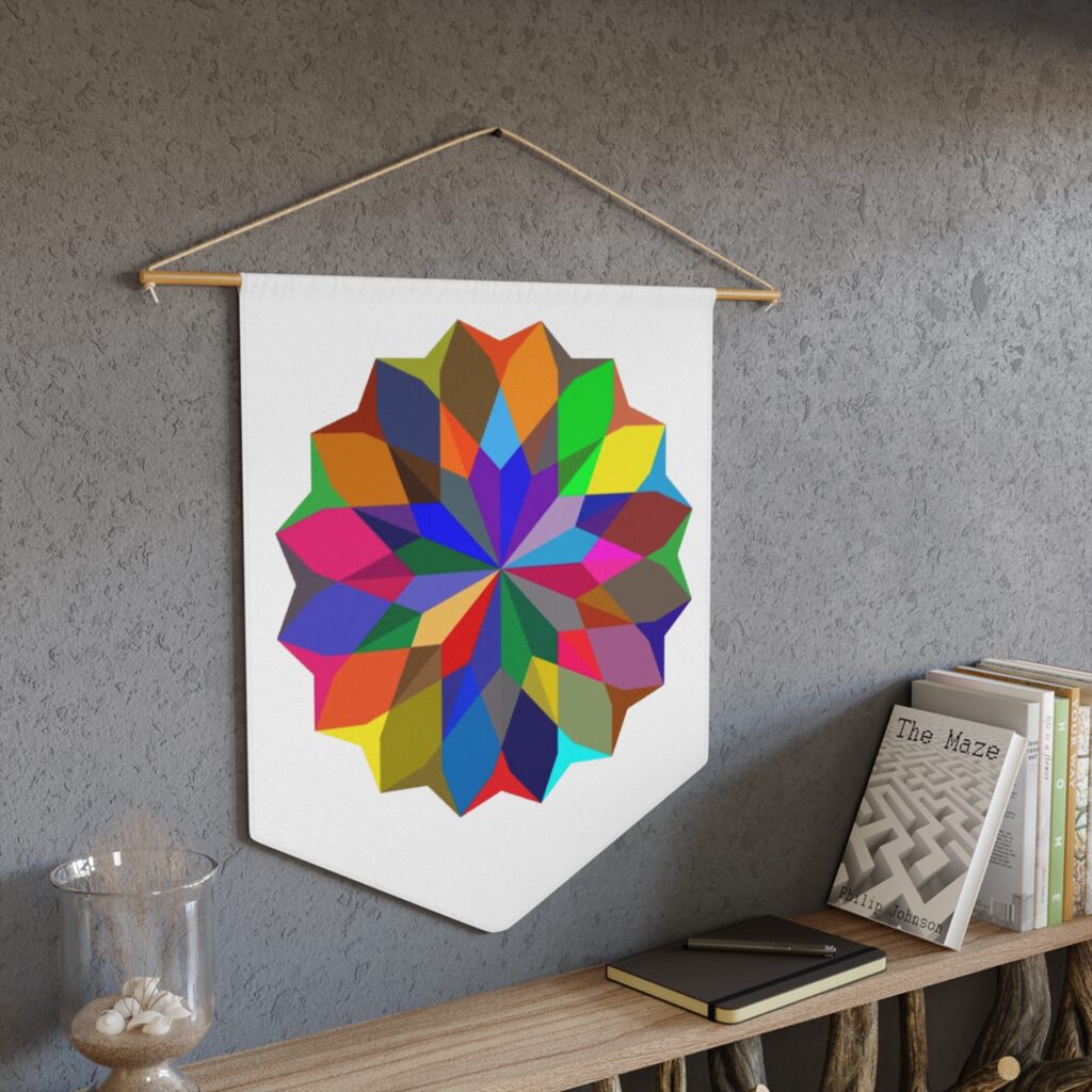 Colorful Geometric Mandala Pennant – Vibrant Wall Flag for Home & Office