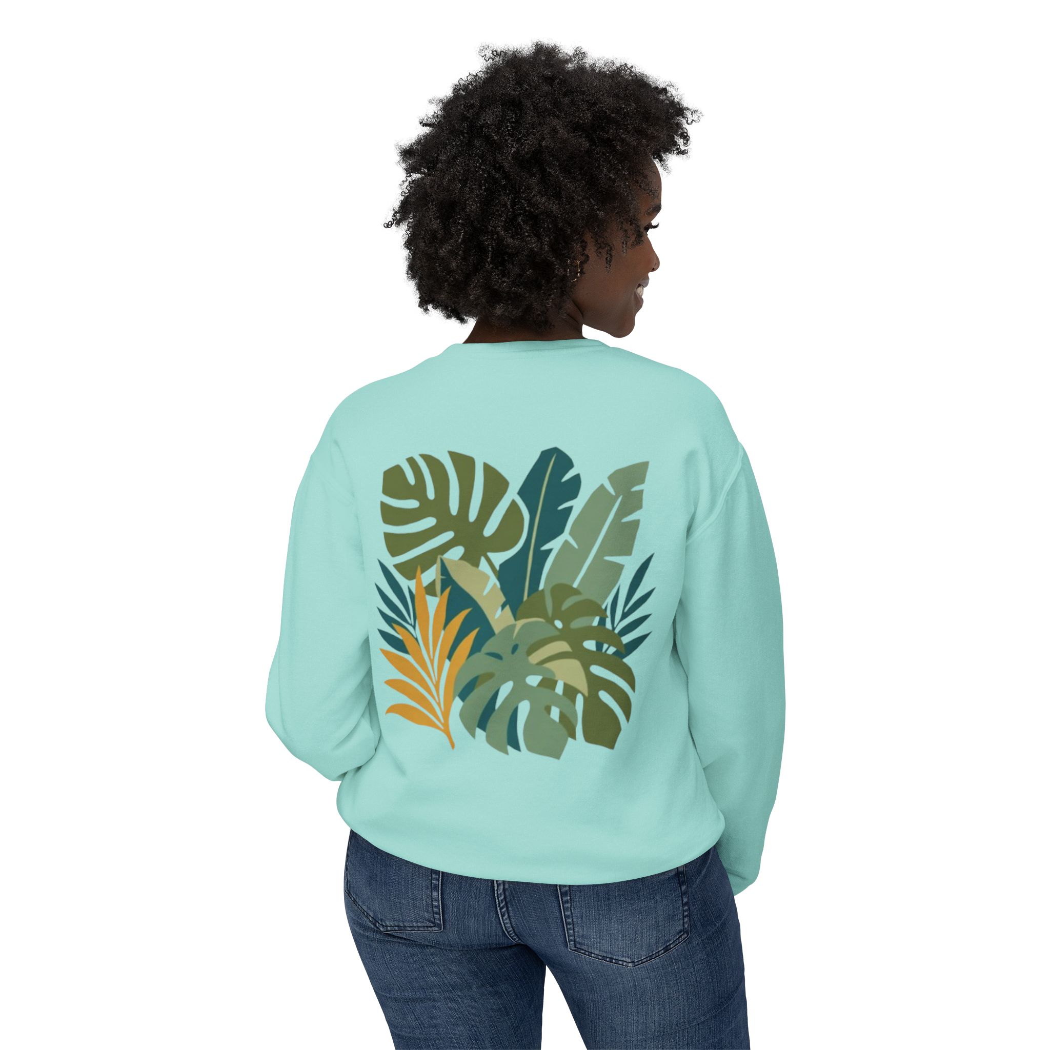Tropical Leaf Botanical Print Sweatshirt - Image 36