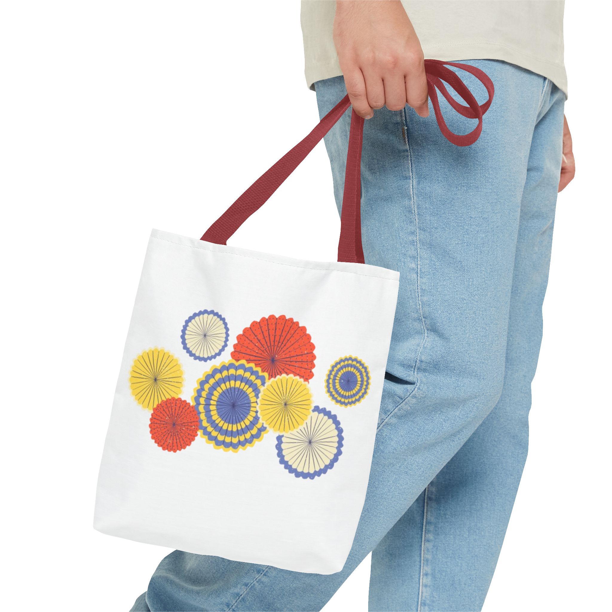 Floral Paper Fans Tote Bag — Colorful Retro Sunburst Design - Image 19