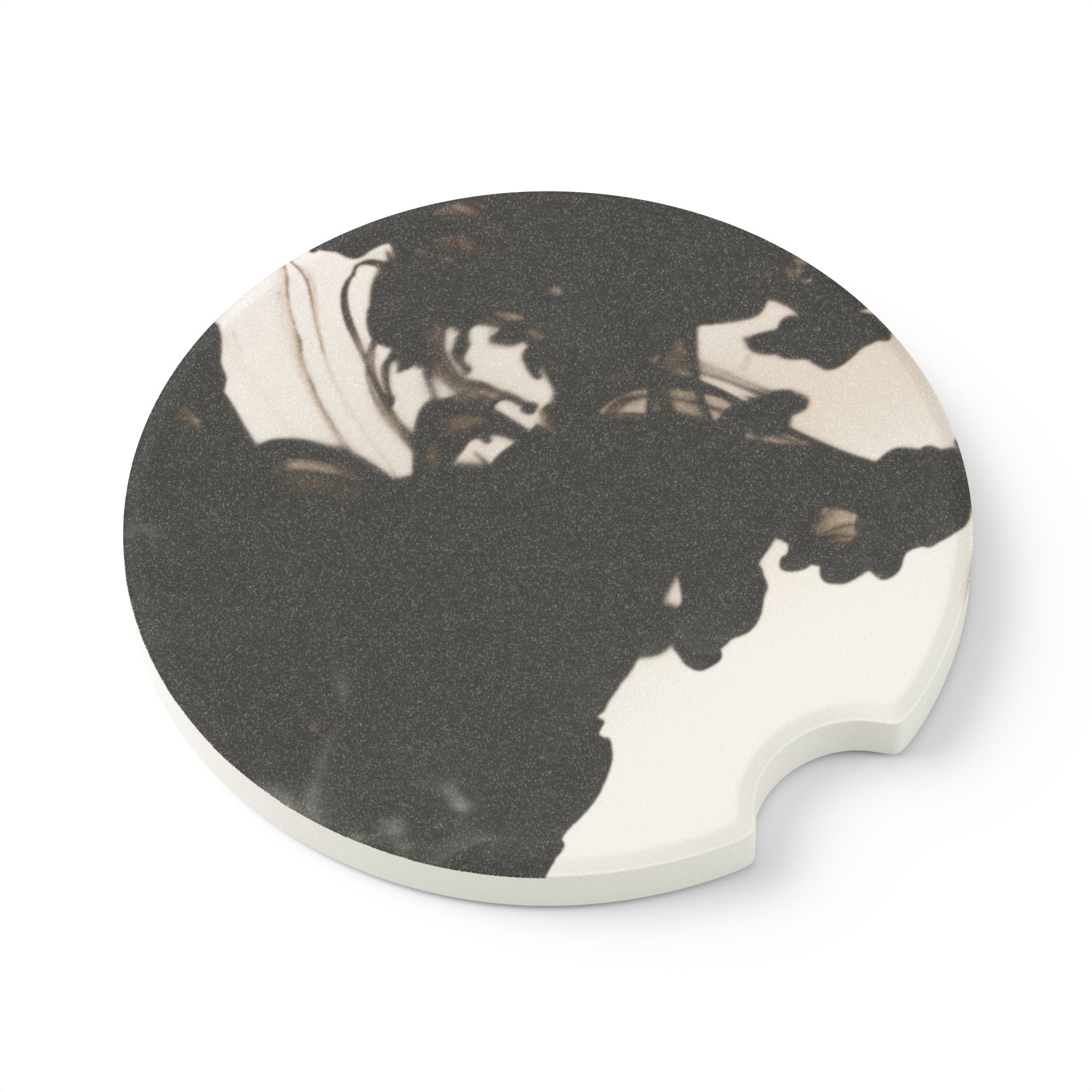 Soapstone Car Coaster with Vintage Black-and-White Portrait Design - Image 4