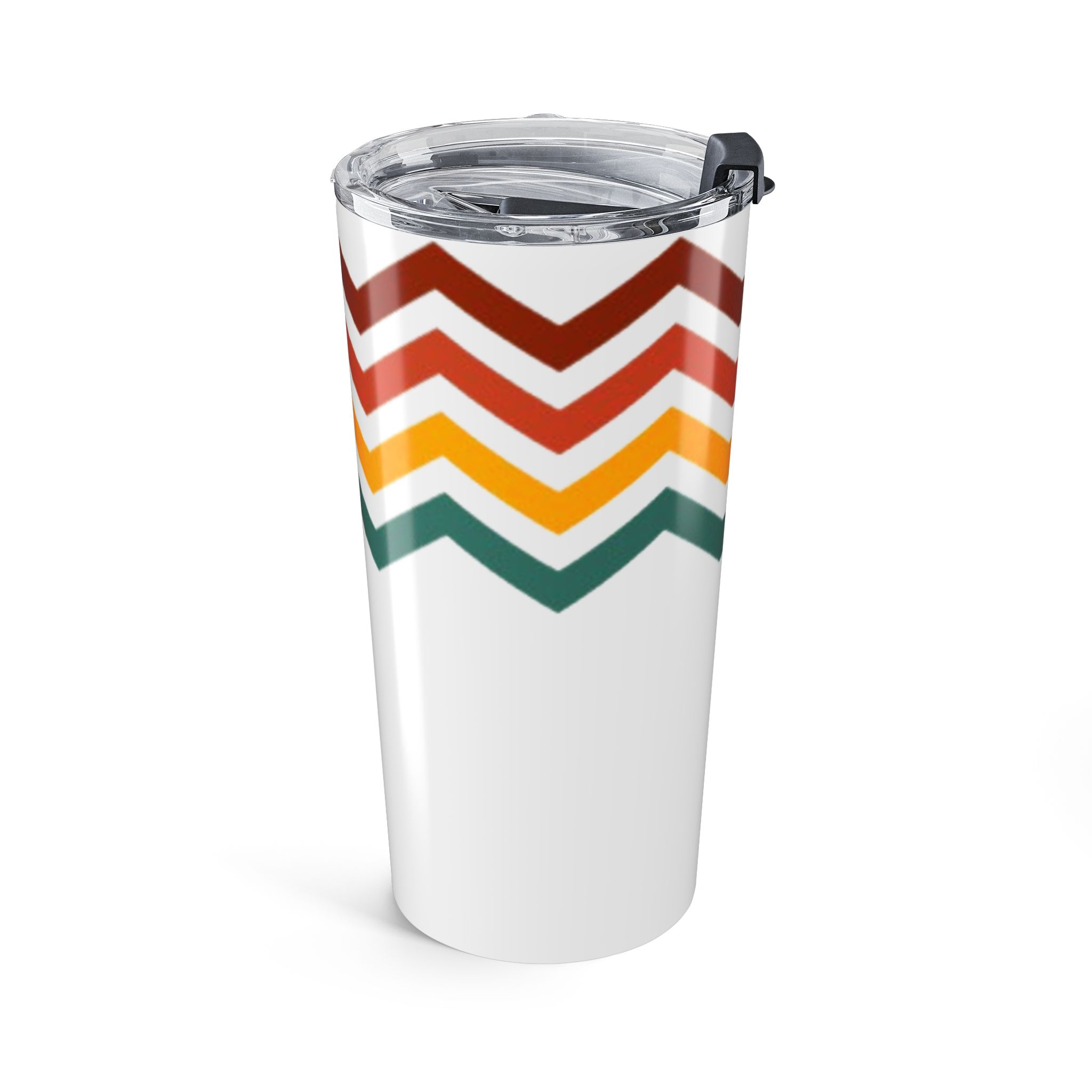 20oz Retro Chevron Tumbler – Insulated Travel Cup with Earth Tone Stripes - Image 4