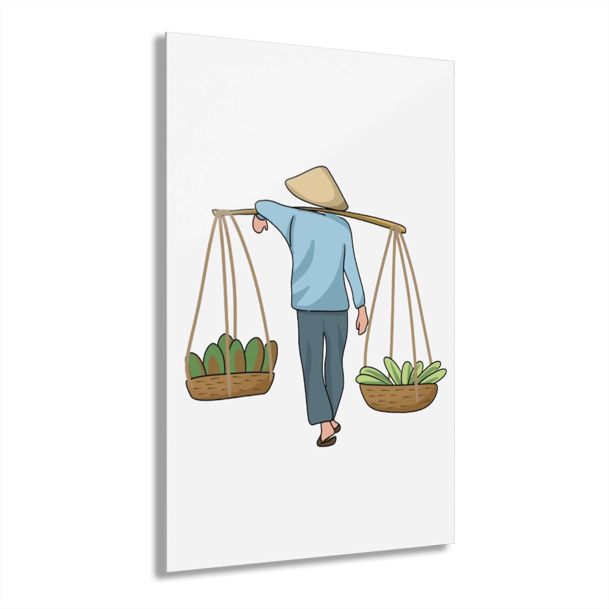 Acrylic Print — Vietnamese Market Vendor Illustration (French Cleat Hanging) - Image 2