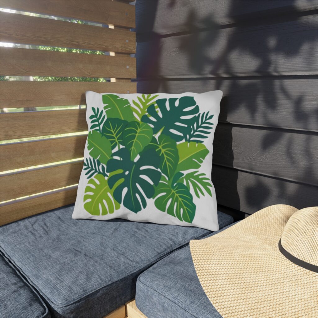 Tropical Monstera Leaf Outdoor Pillow