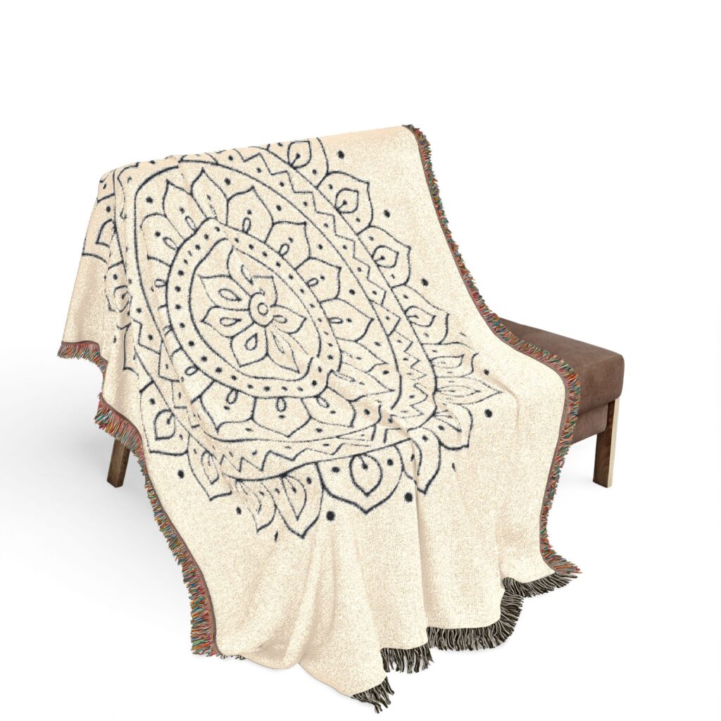 Mandala Woven Blanket – Boho Meditation and Yoga Decor