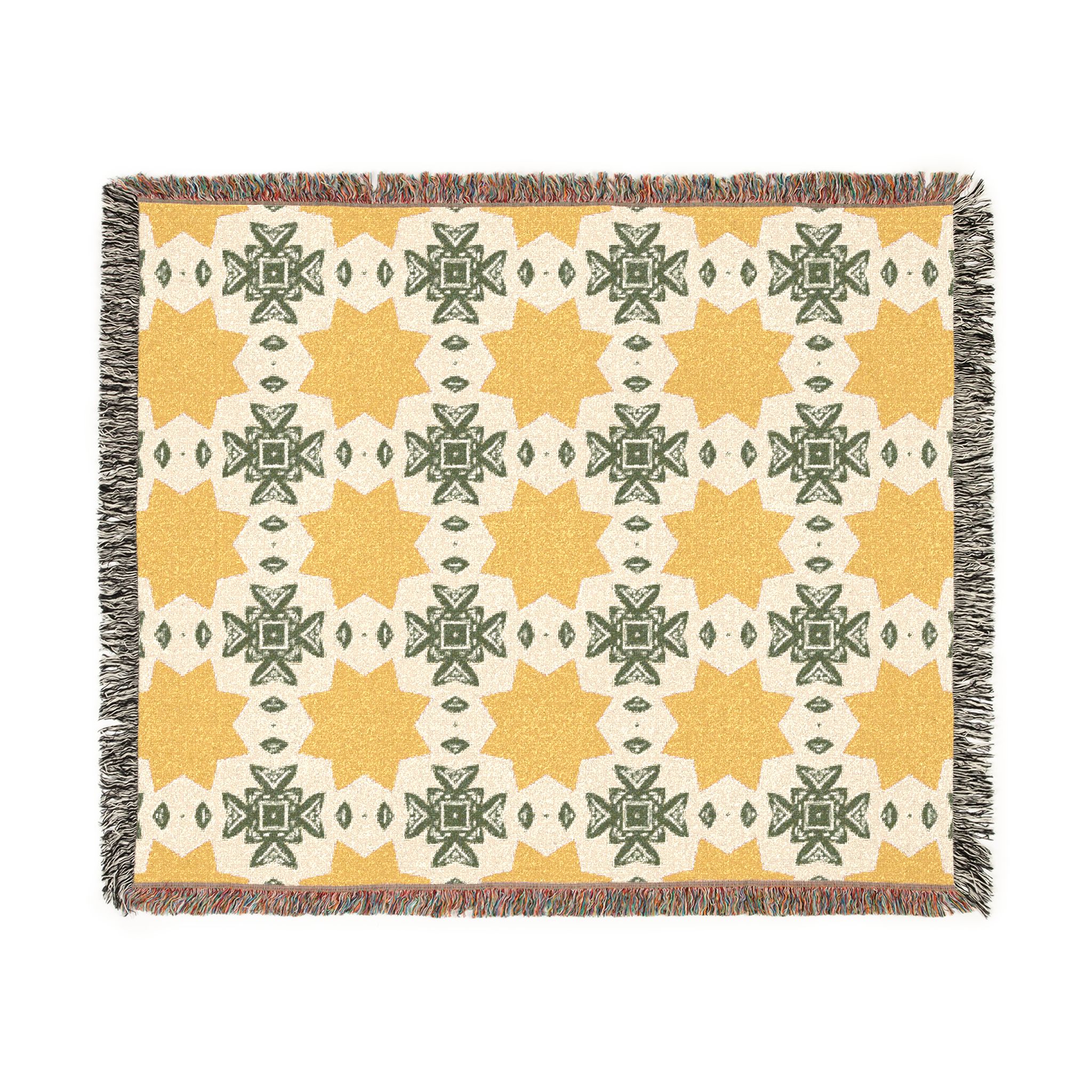 Mustard & Sage Geometric Woven Blanket - Image 6