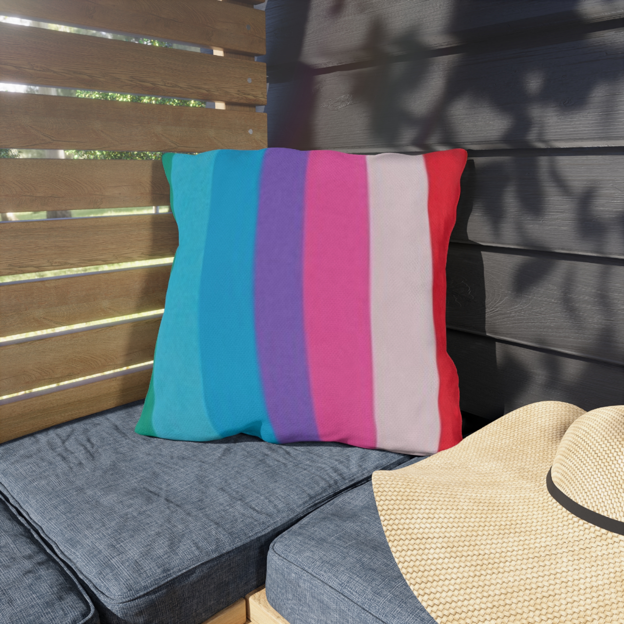 Outdoor Pillow – Colorful Rainbow Striped LGBTQ+ Pride Cushion - Image 15