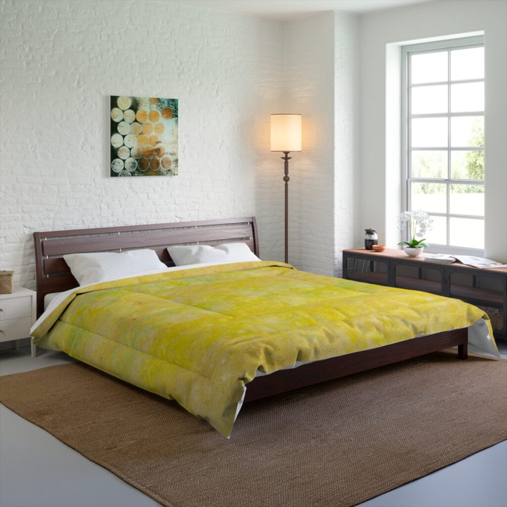 Yellow Watercolor Wash Comforter | Abstract Sunlit Bedroom Bedding