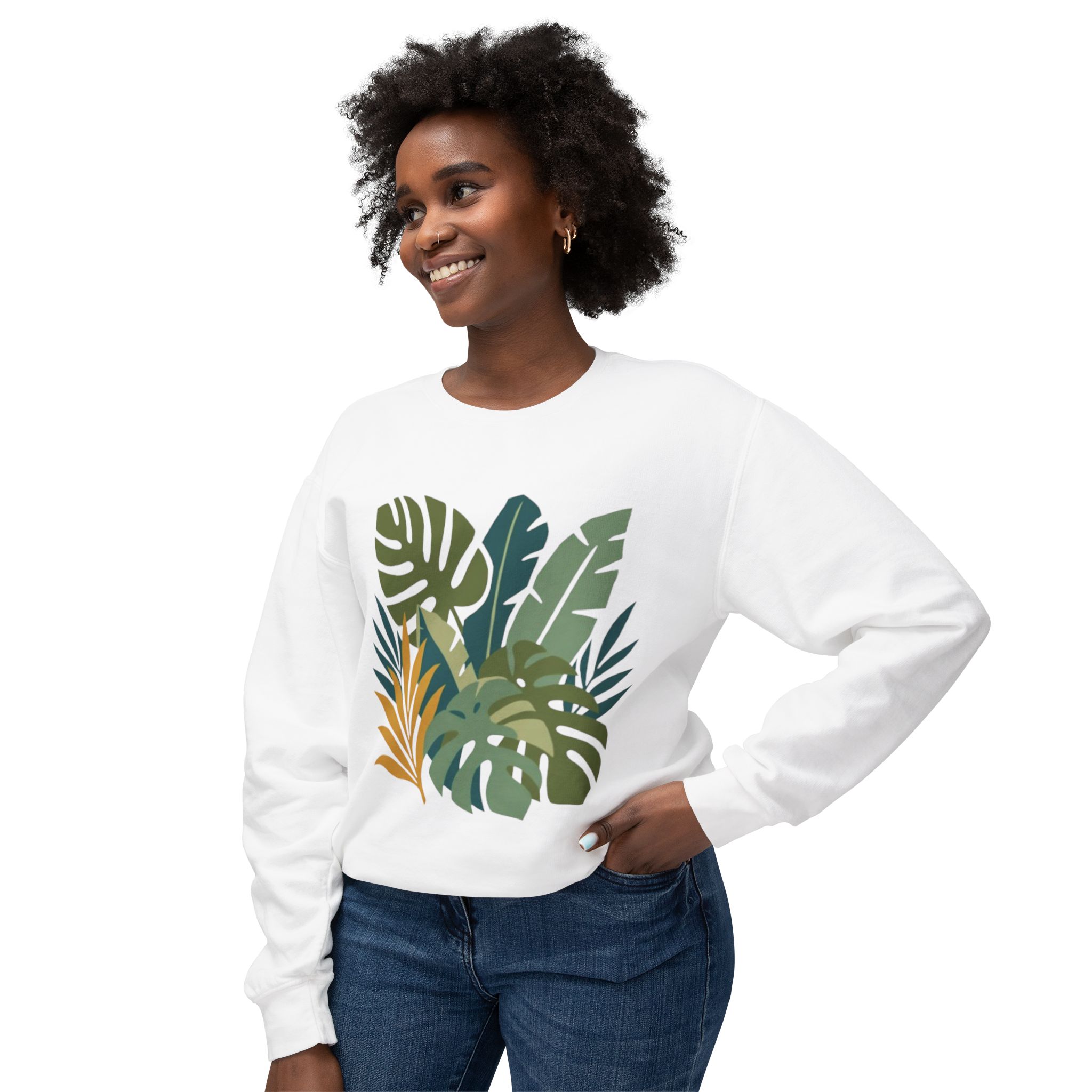 Tropical Leaf Botanical Print Sweatshirt - Image 7