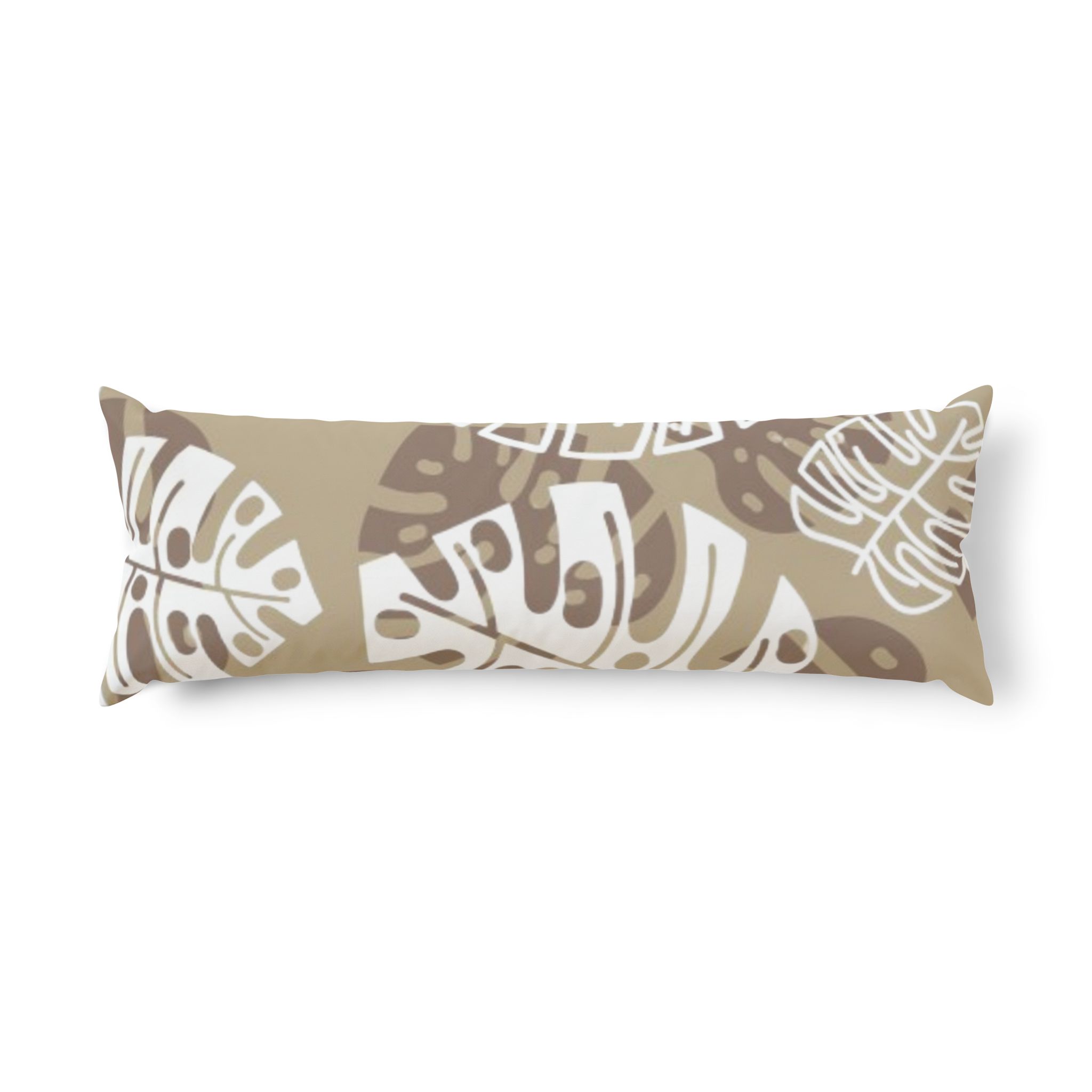 Tropical Monstera Leaf Body Pillow – Neutral Botanical Bedroom Decor - Image 2